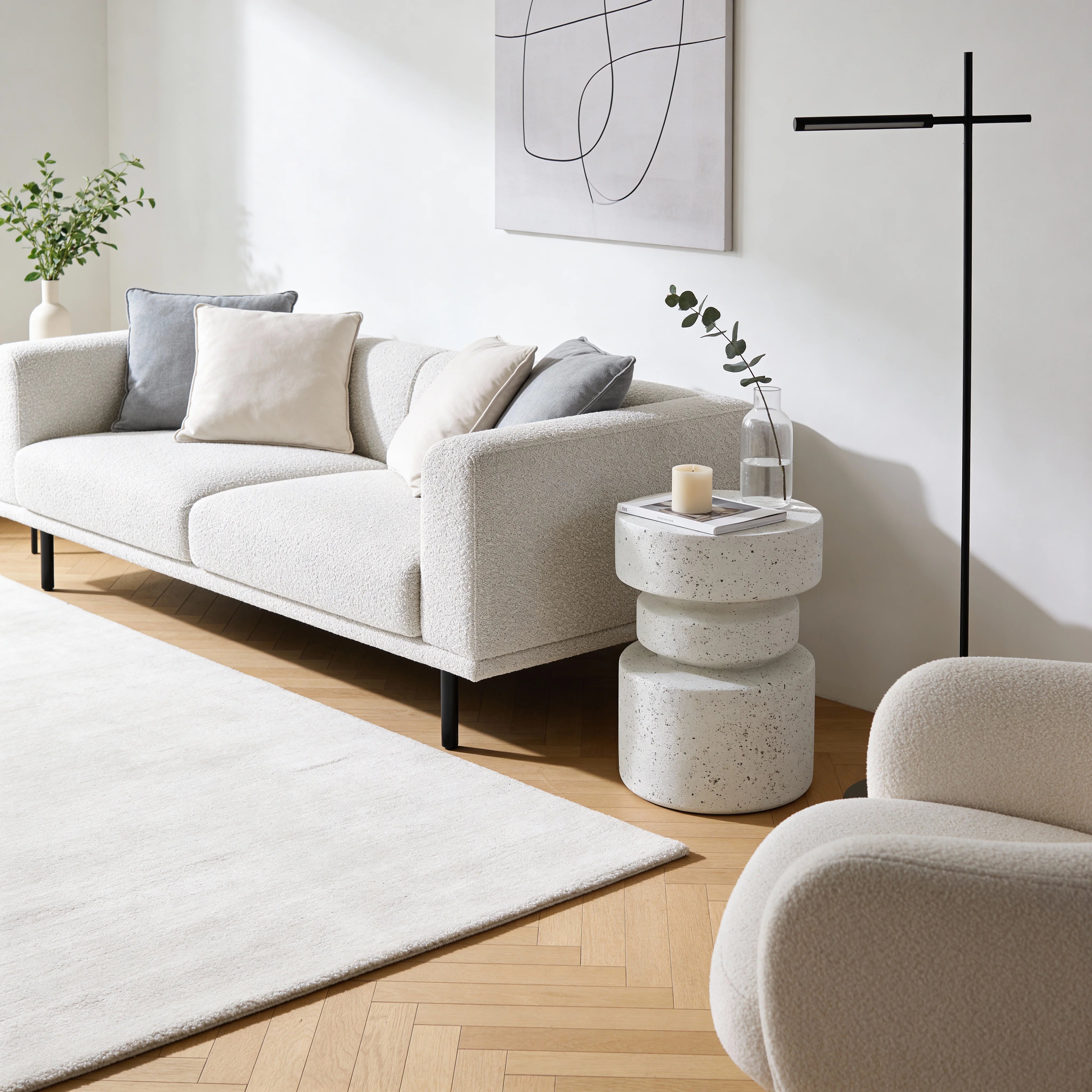 Vexo - Sofa Side Table White and Black Modern Style