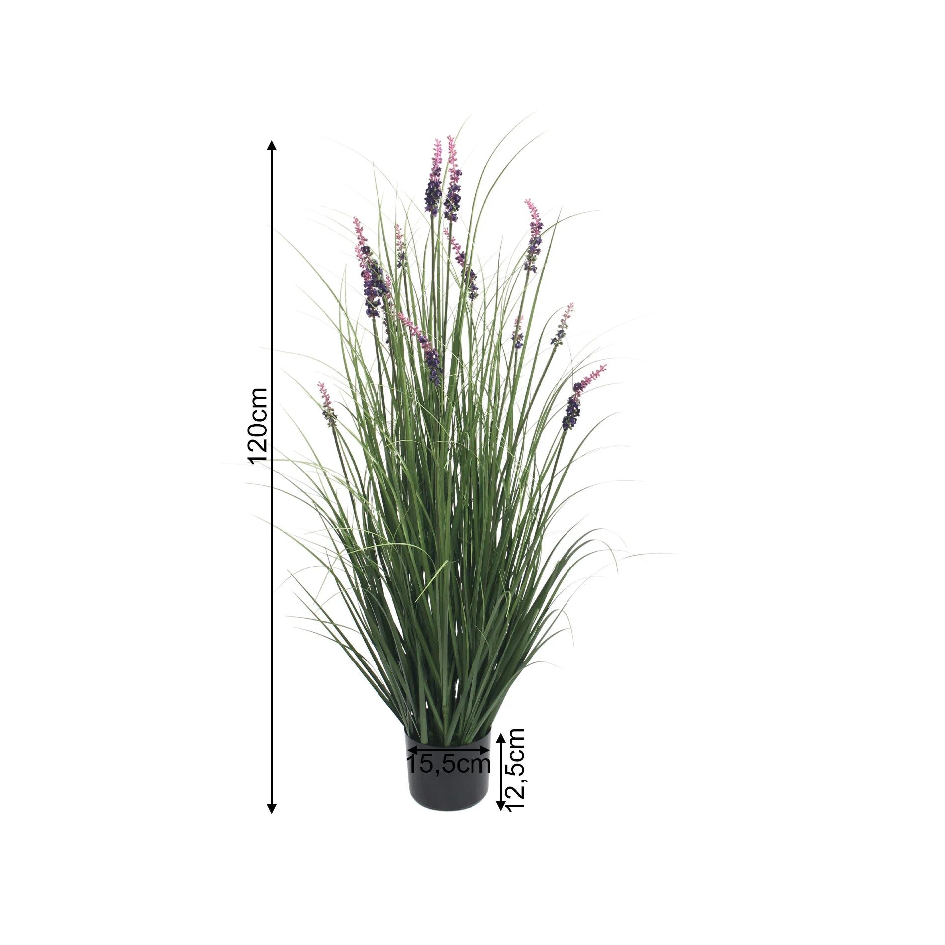 Kaelis - Artificial Lavender Plant in PVC, PE, Metal and Cement Base, Green and Brown