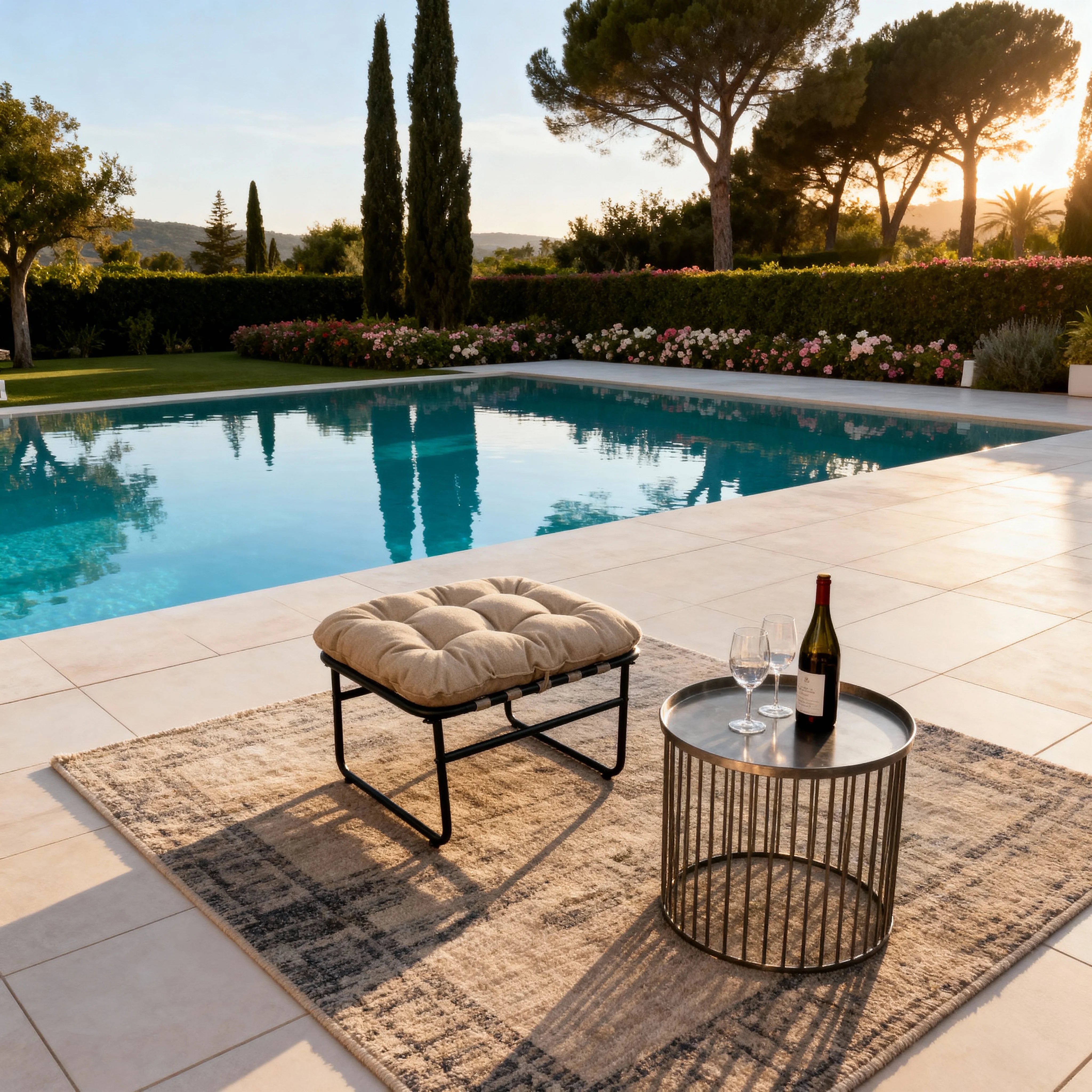 Dune - Gepolsterter Fußhocker Hellbraun Moderner Stil