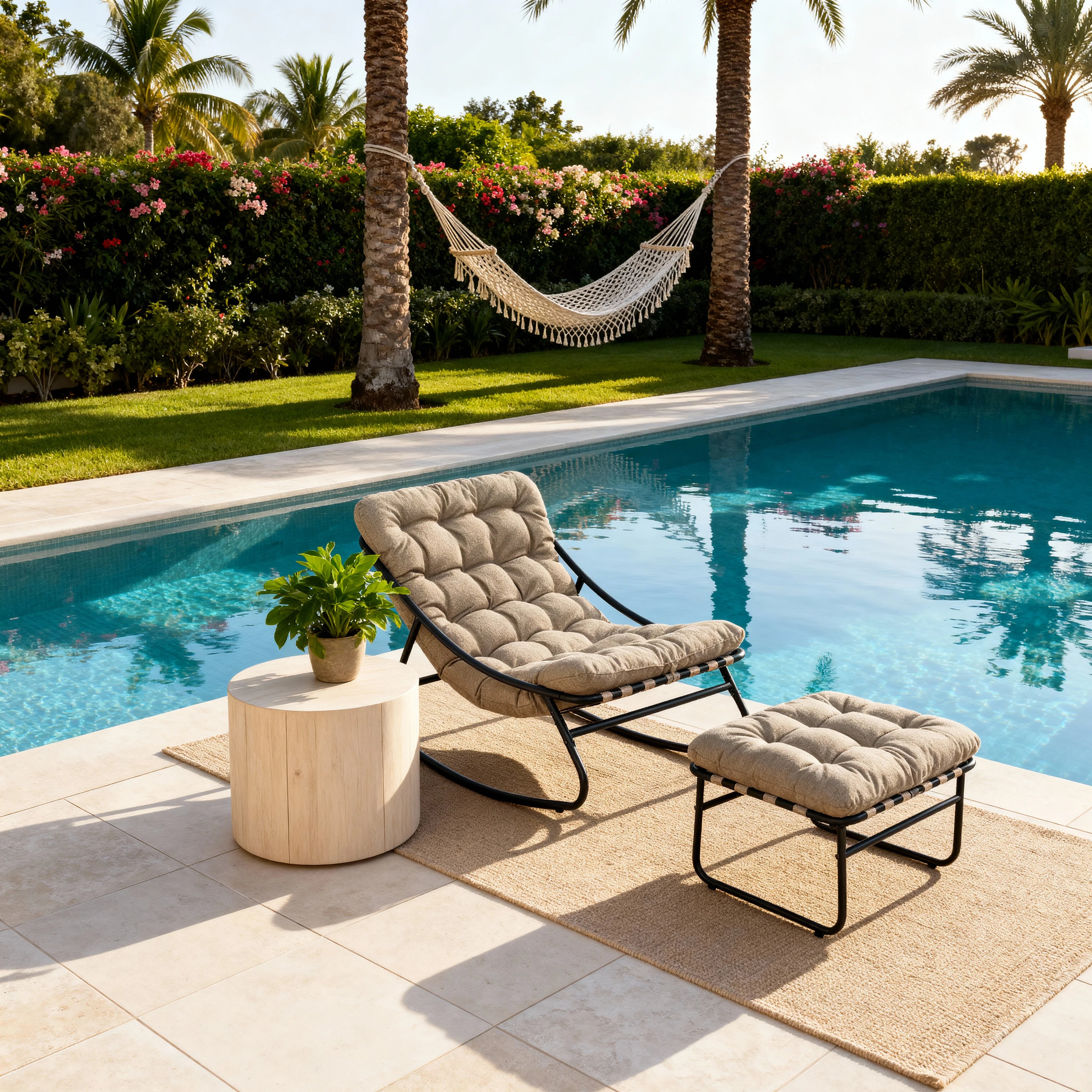 Dune - Gepolsterter Fußhocker Hellbraun Moderner Stil