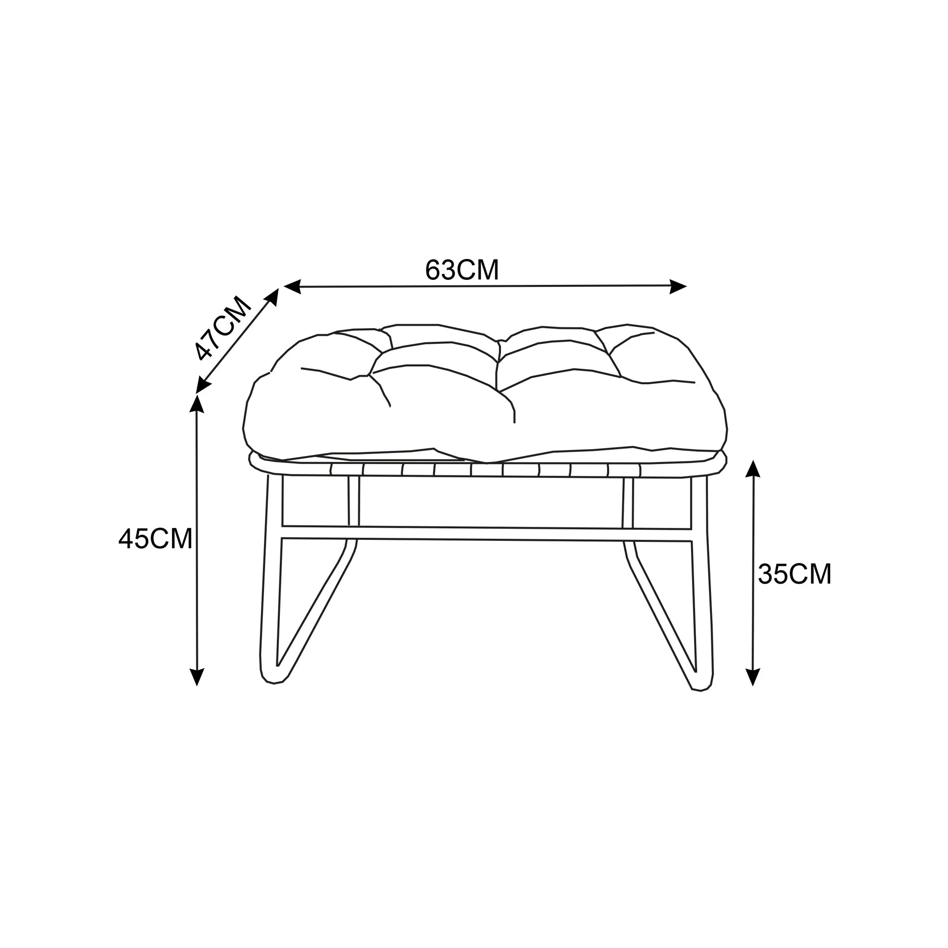 Dune - Gepolsterter Fußhocker Hellbraun Moderner Stil