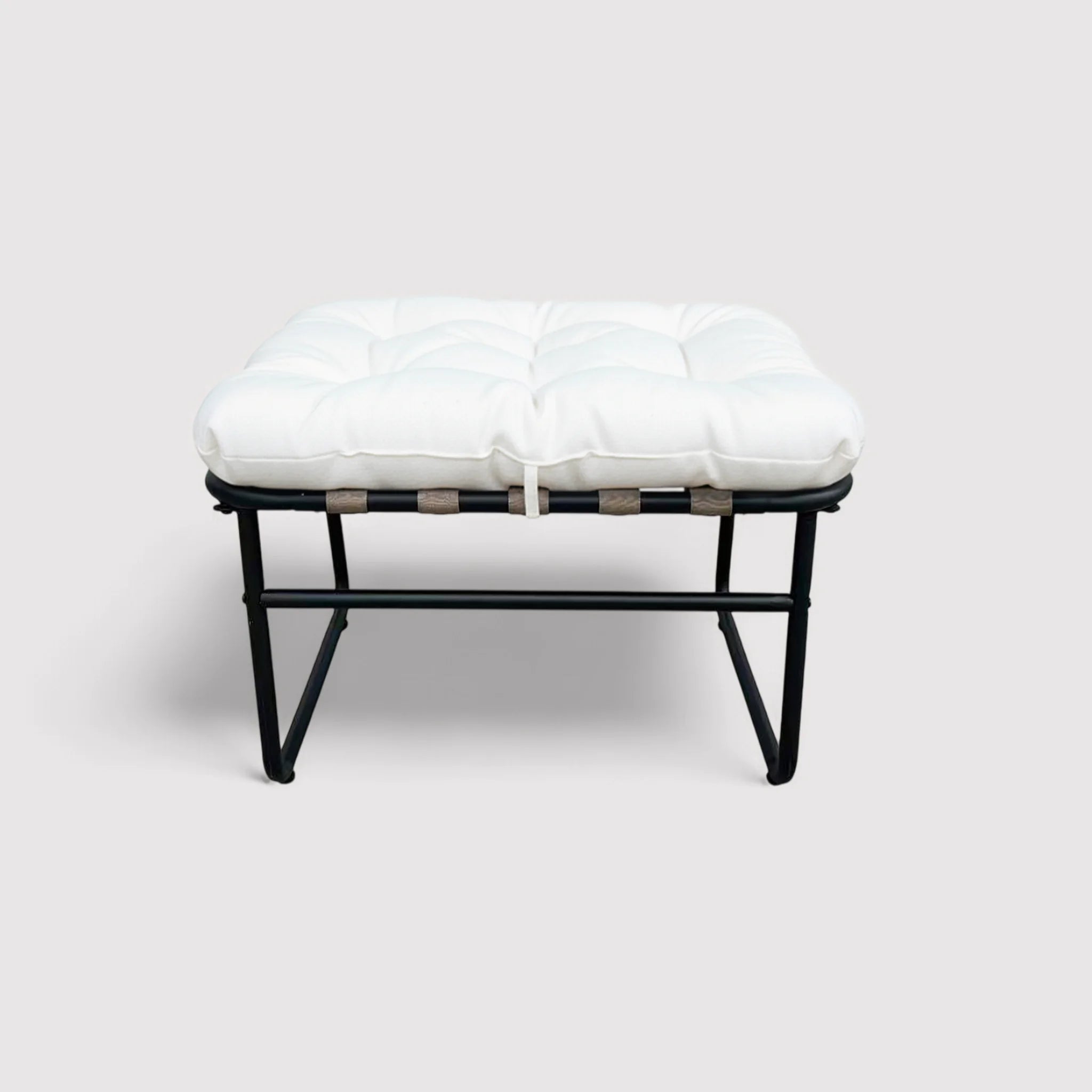 Zihan - Poggiapiedi Pouf imbottito colore bianco e grigio scuro moderno