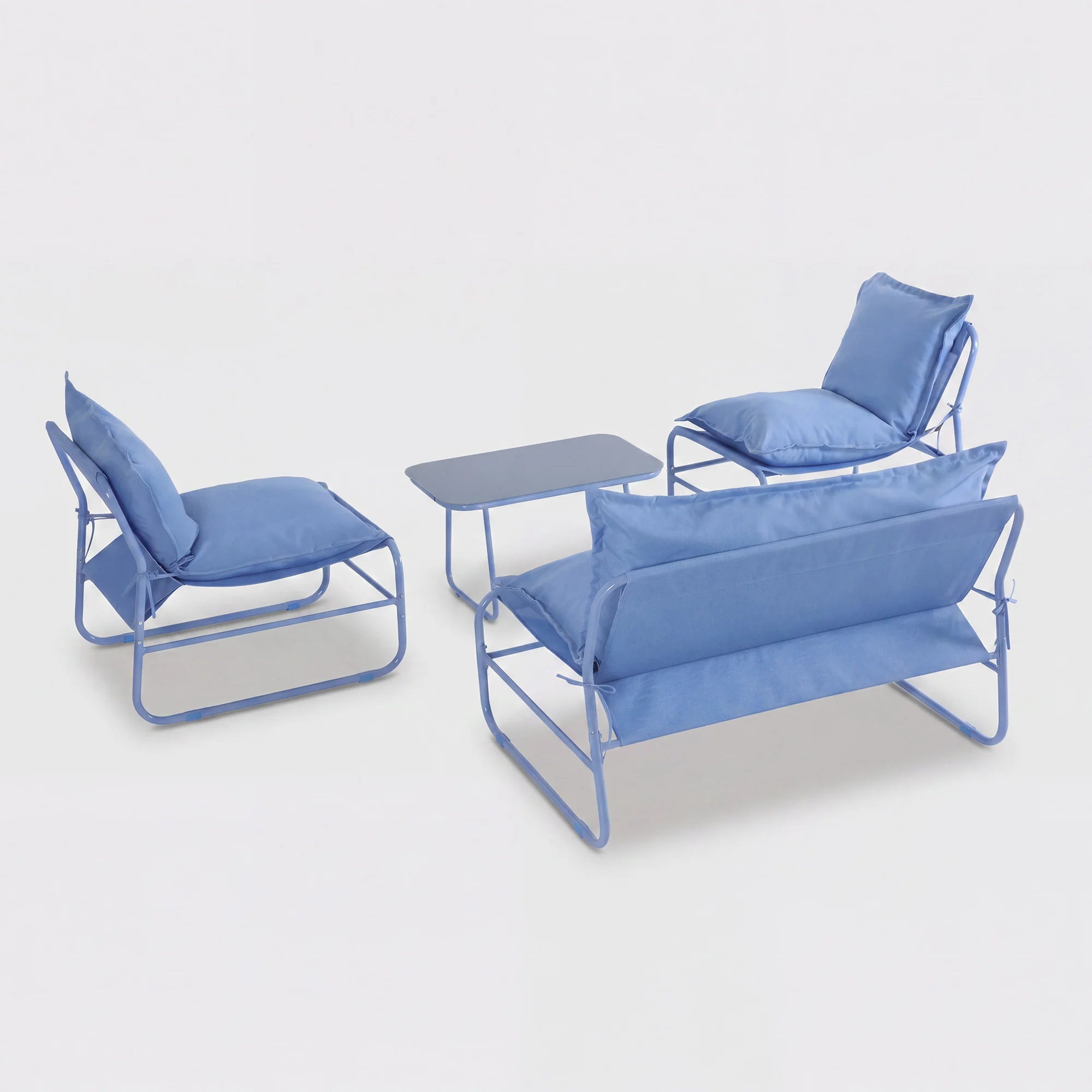 Avoren - 4-Sitzer Garten-Lounge-Set mit blauem Sofa