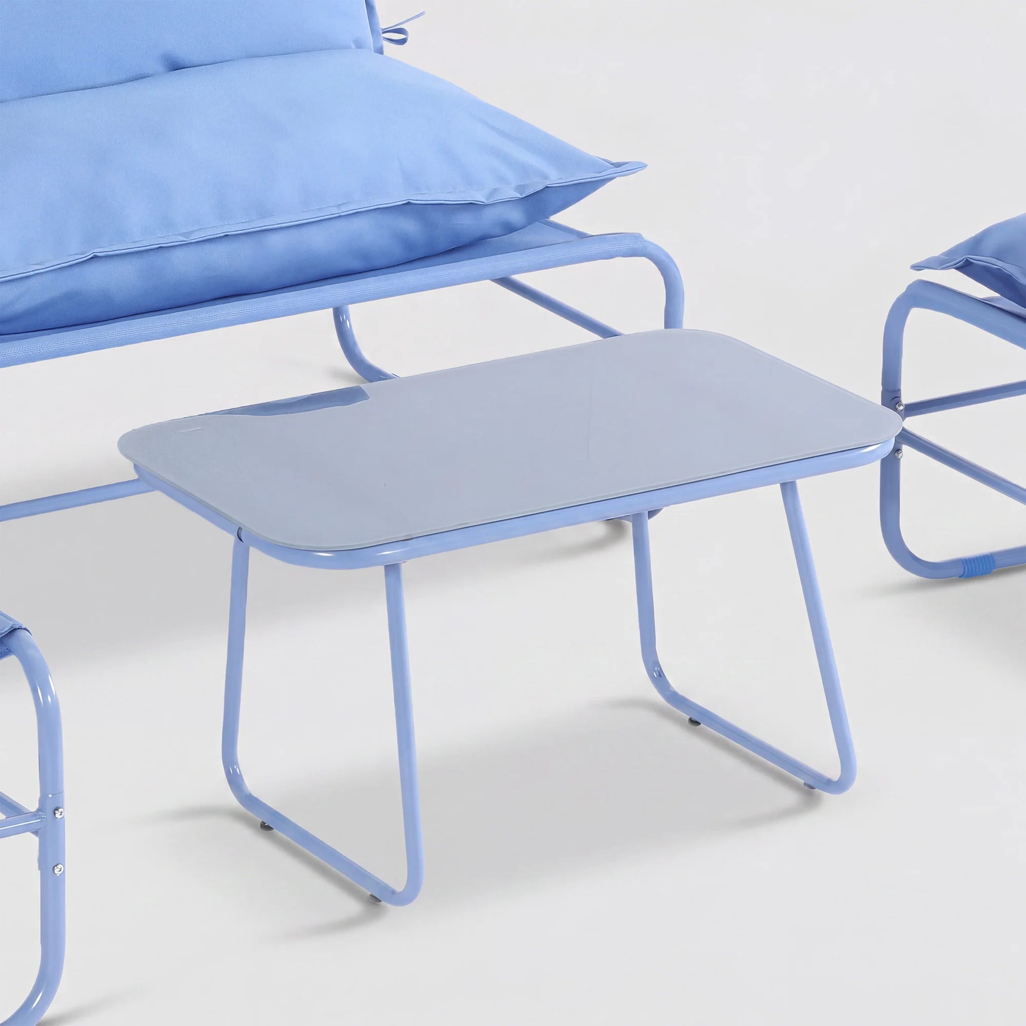 Avoren - 4-Sitzer Garten-Lounge-Set mit blauem Sofa