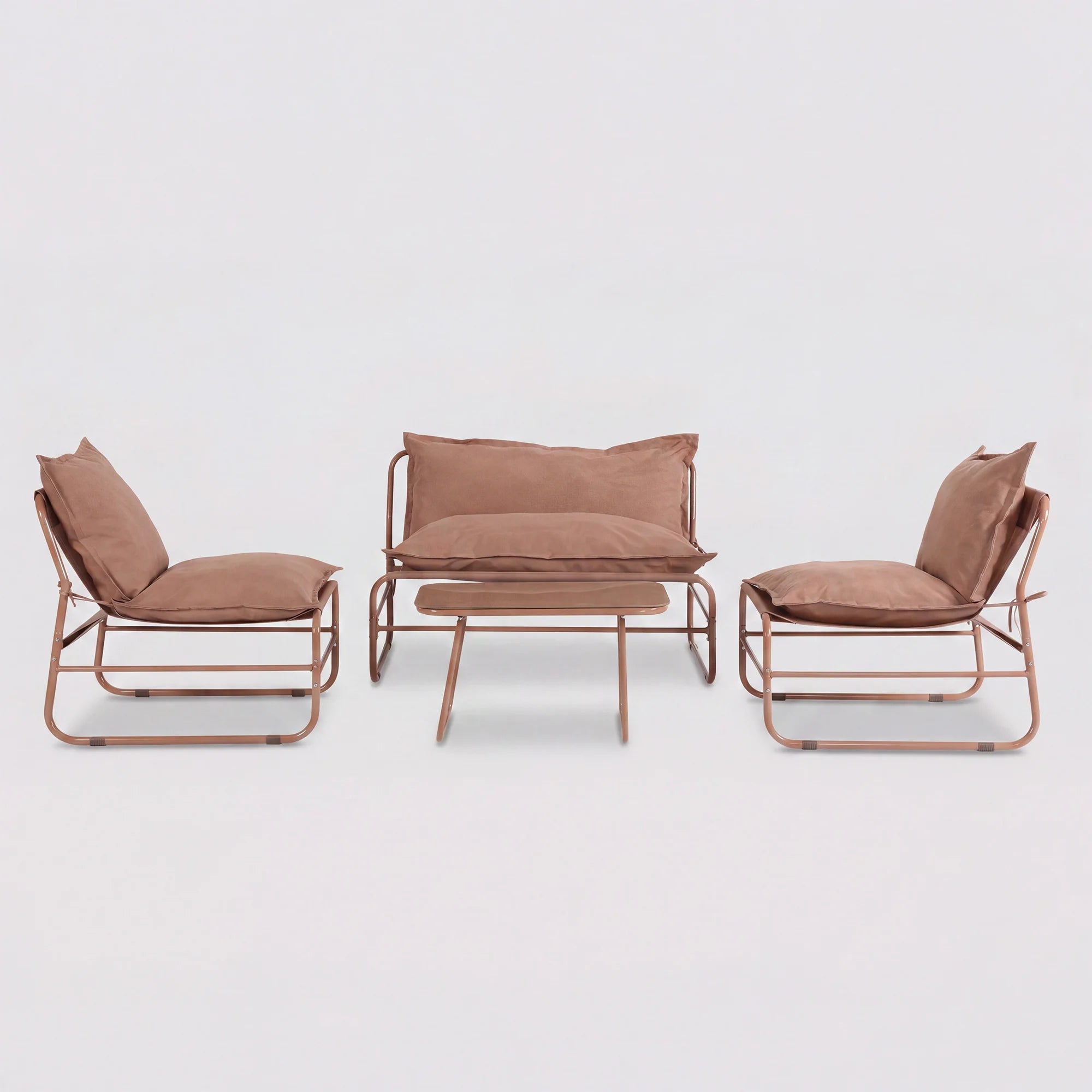 Narev - 4-Sitzer Garten-Lounge-Set mit mocha-braunen Sesseln