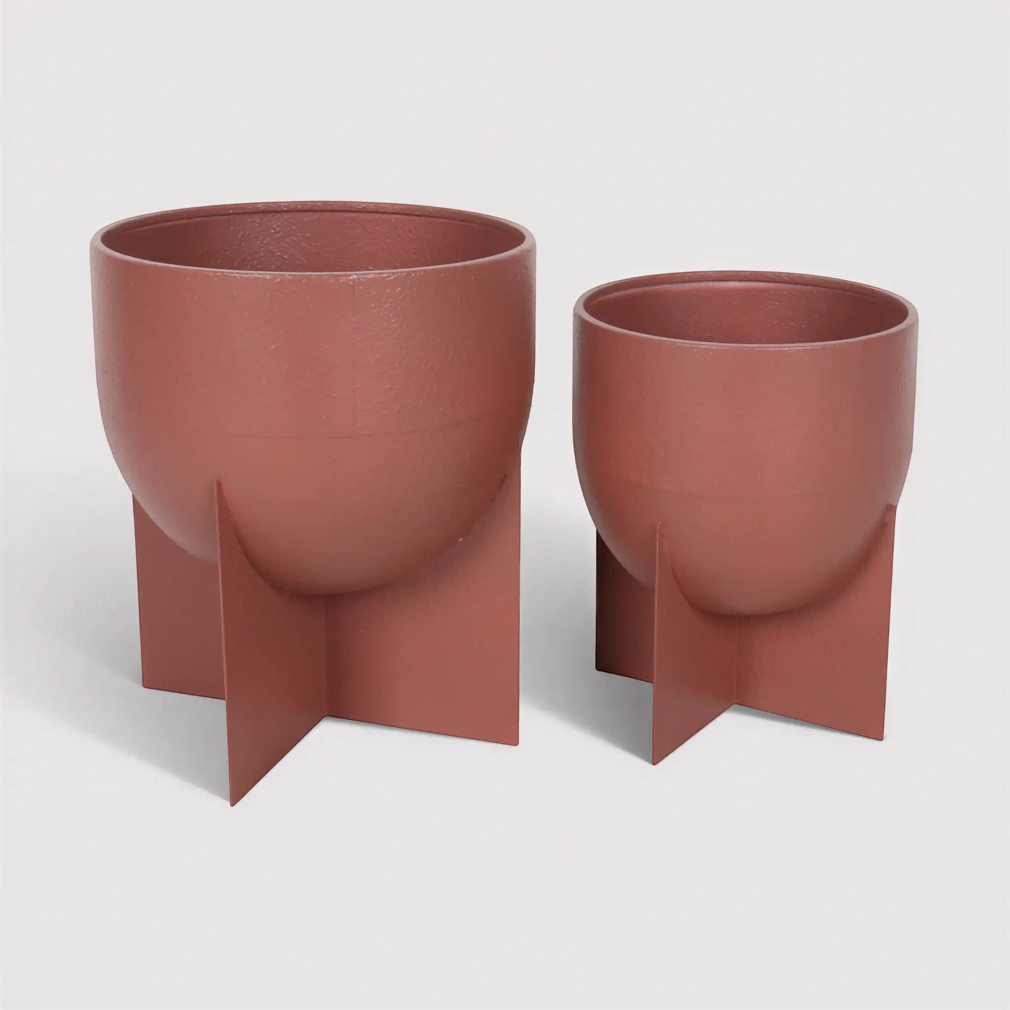 Bromina - Lot de 2 Vases d’Intérieur en Métal Marron Mocha Style Moderne