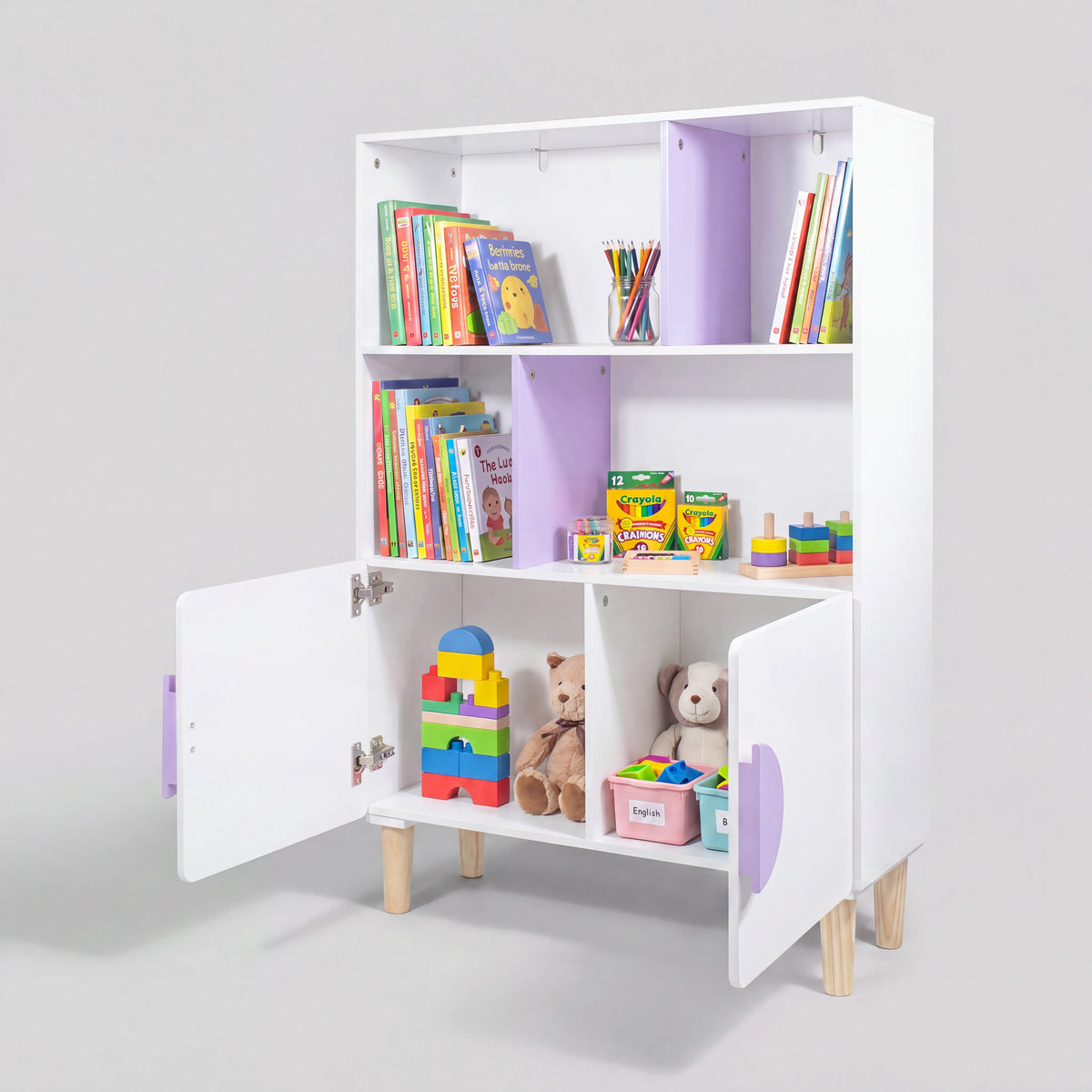 Lylia - Mobiletto per bambini con ripiani bianco e viola