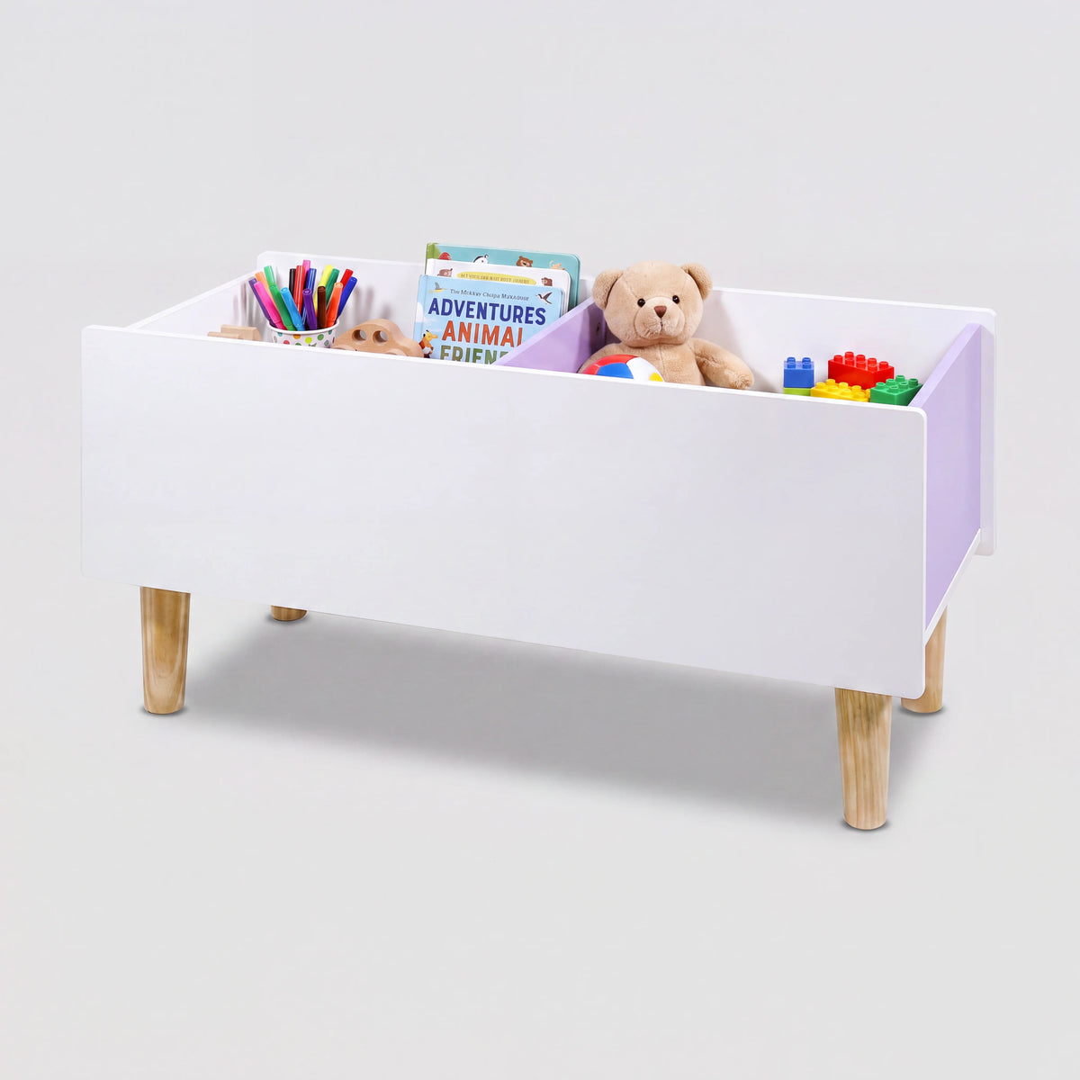 Aluna - Baule contenitore per bambini bianco e viola