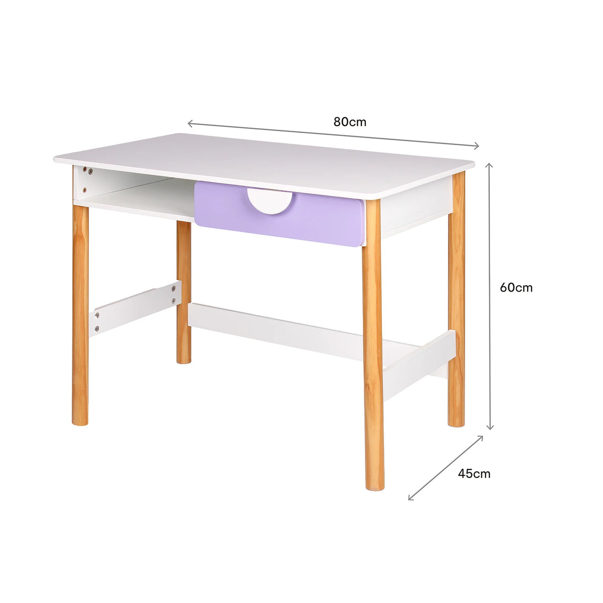 Veluna - Bureau pour enfants, MDF blanc et violet