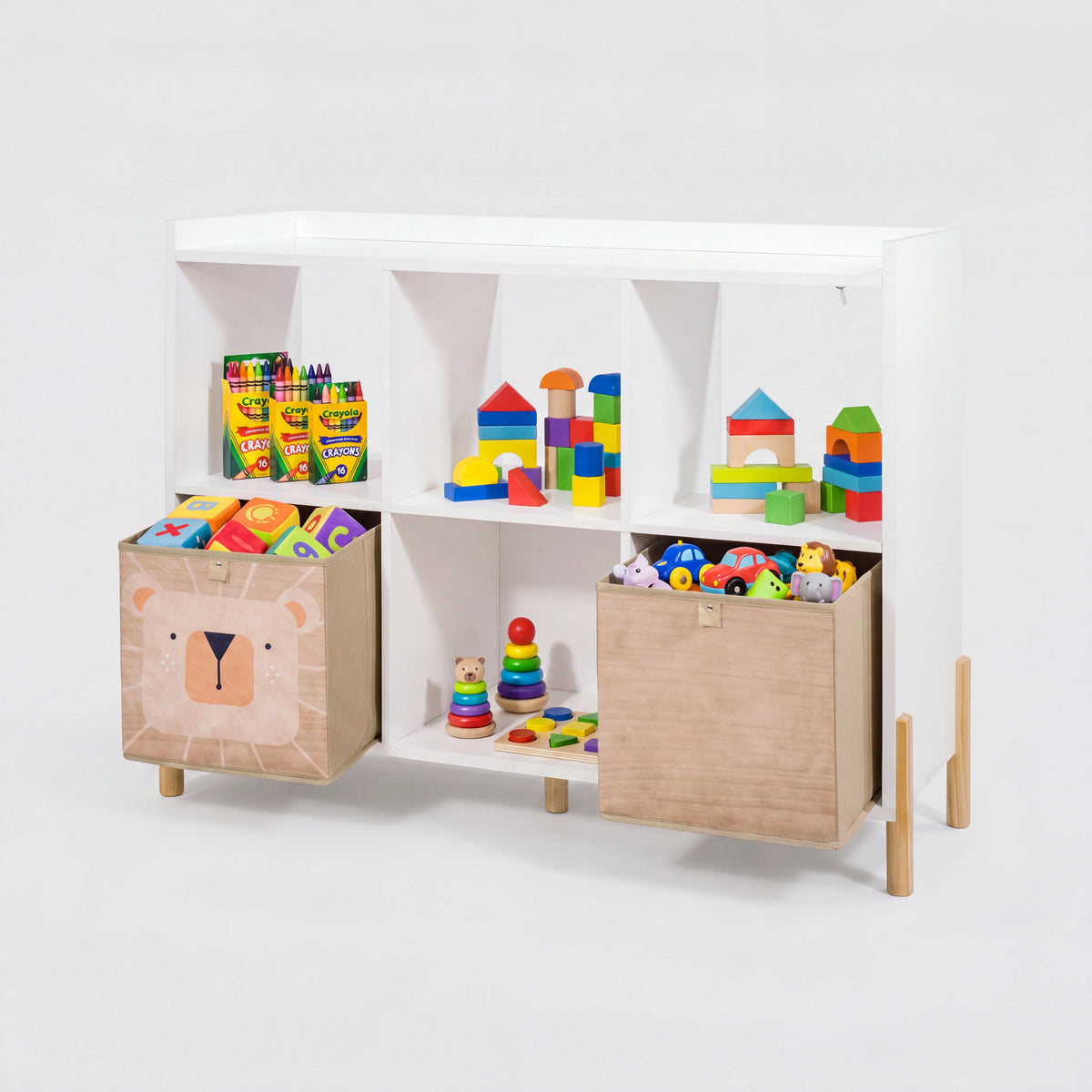 Timo - Kinderschrank mit Ablagen und Körben, Weiß