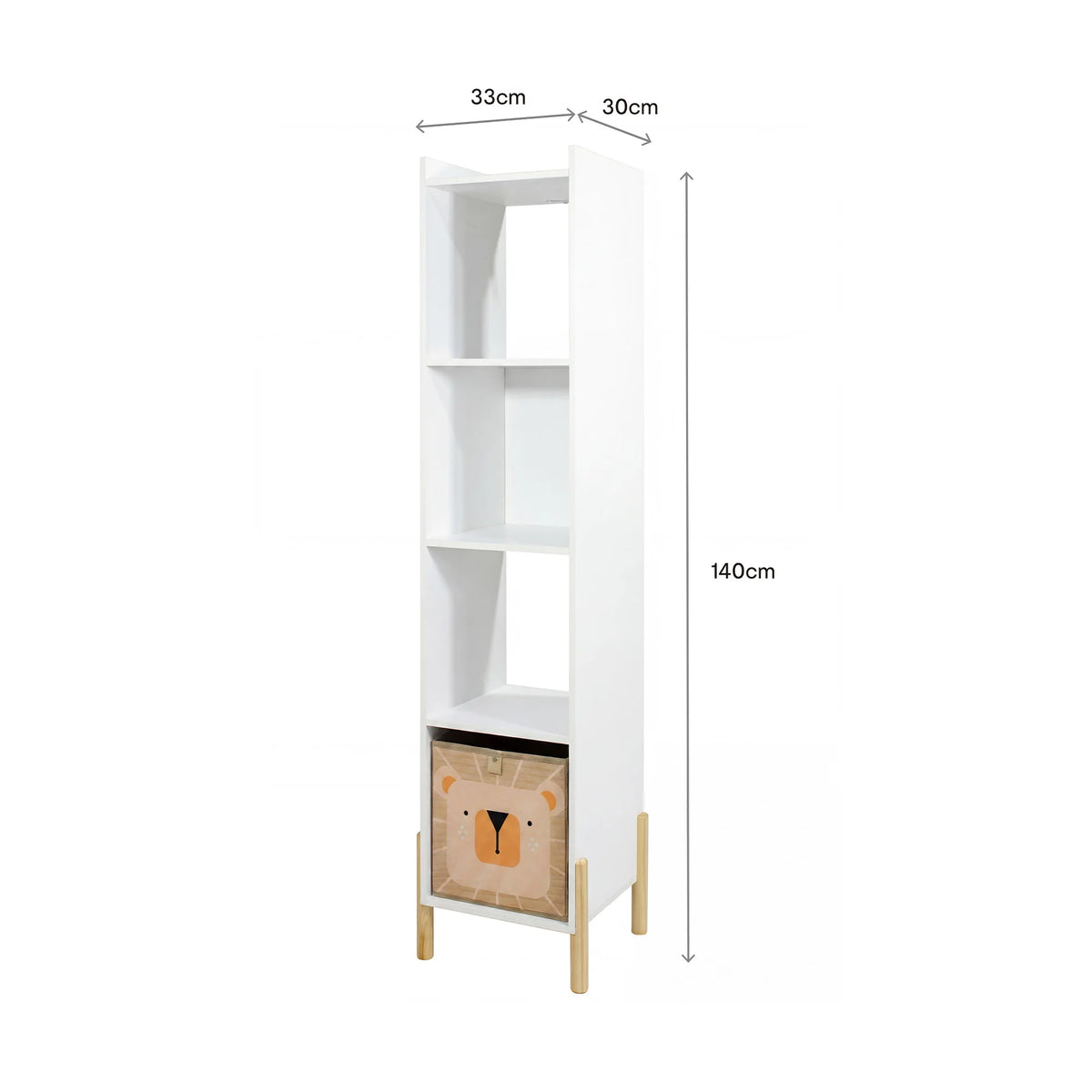 Nilo - Tall Kids' Storage Cabinet with Basket, White
