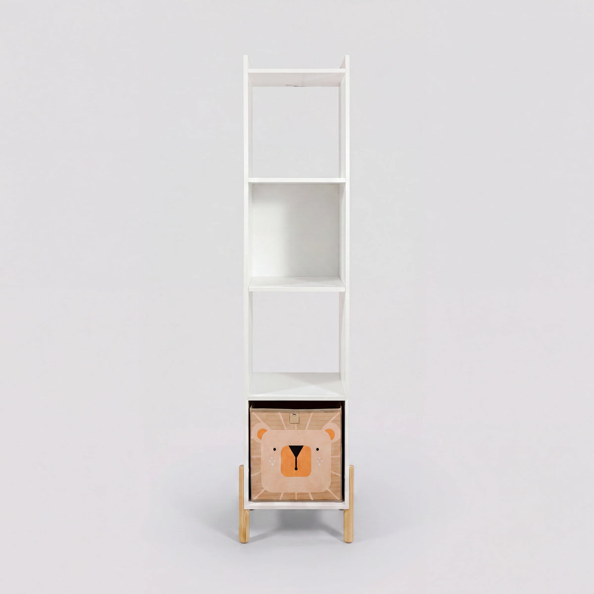 Nilo - Tall Kids' Storage Cabinet with Basket, White