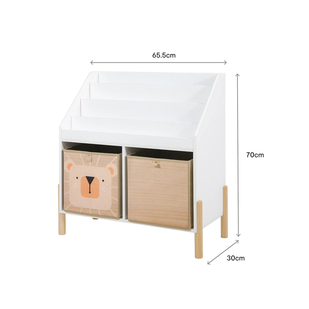 Milo - Mueble librería infantil con 2 cestas, blanco
