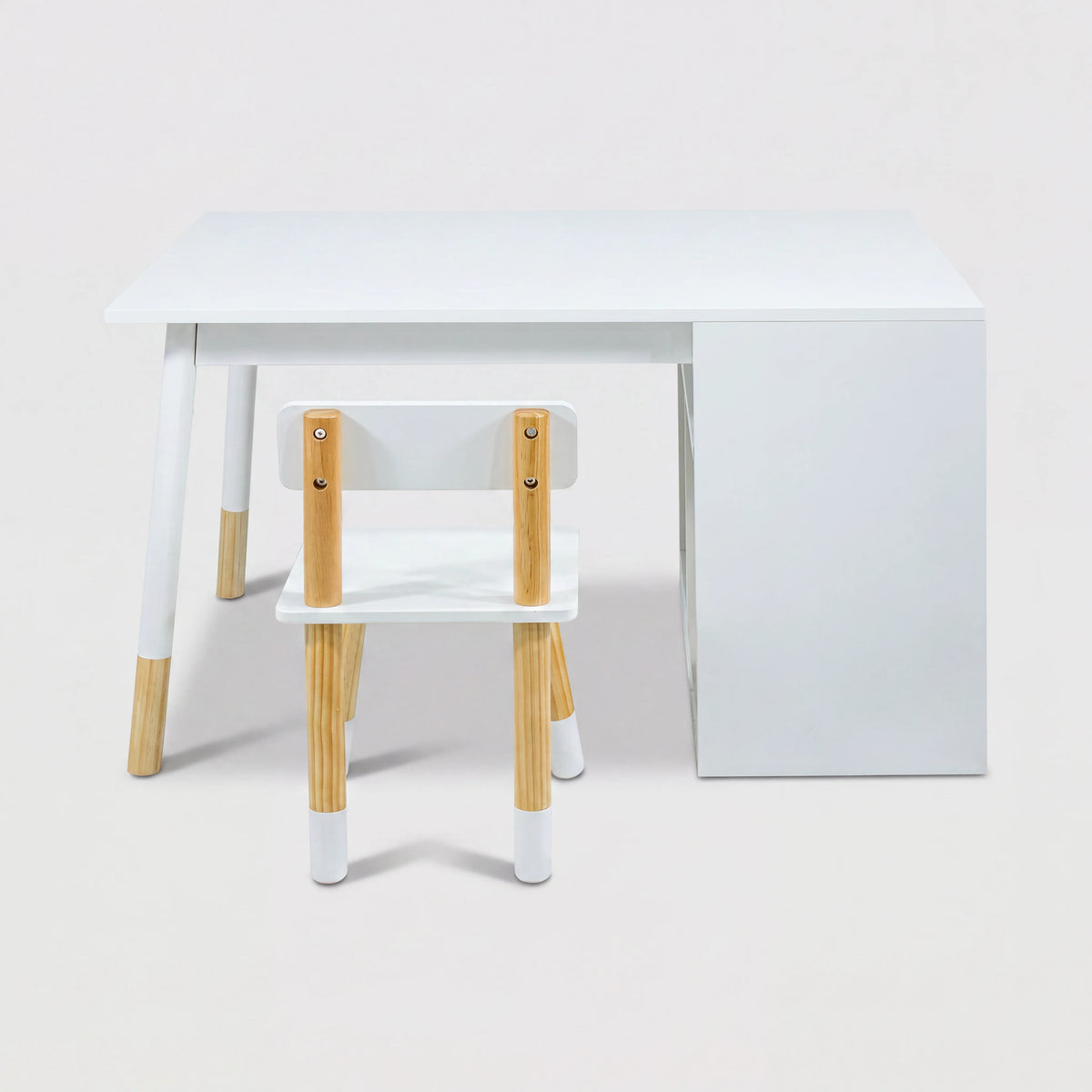 Lino - Tavolo e sedia per bambini con ceste colore bianco