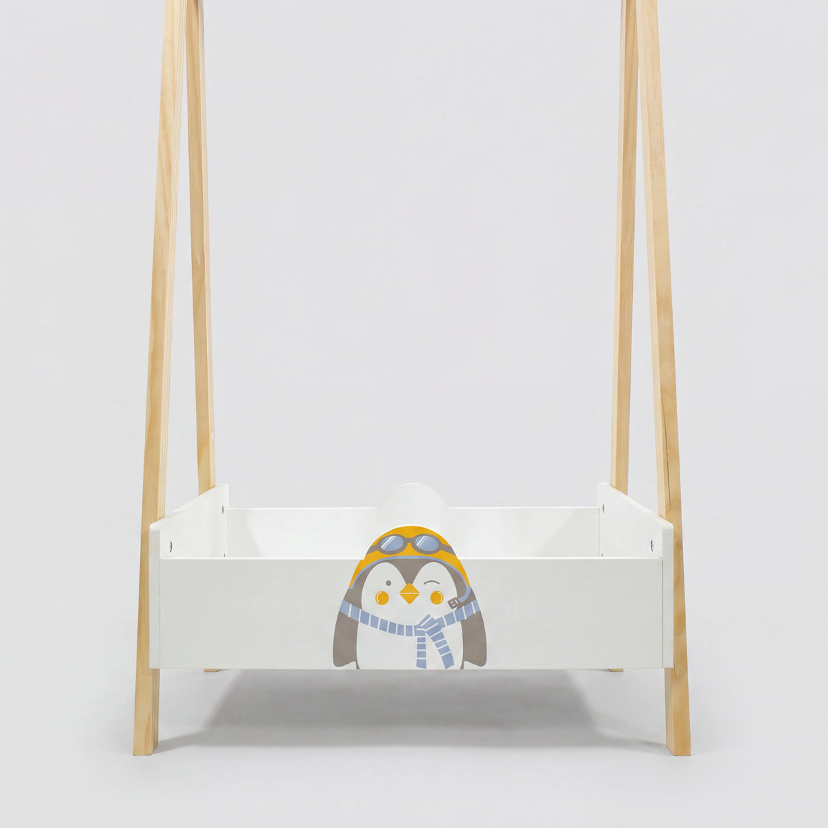 Nuki - Appendiabiti per bambini con ripiano bianco e legno chiaro