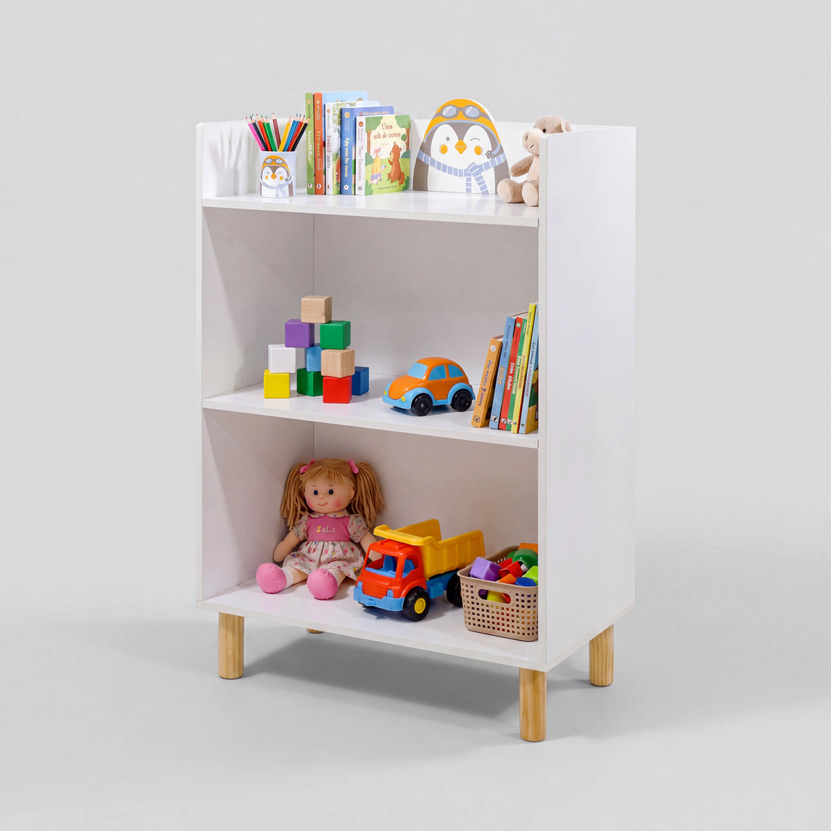 Kimo - Libreria per bambini con 3 ripiani colore bianco