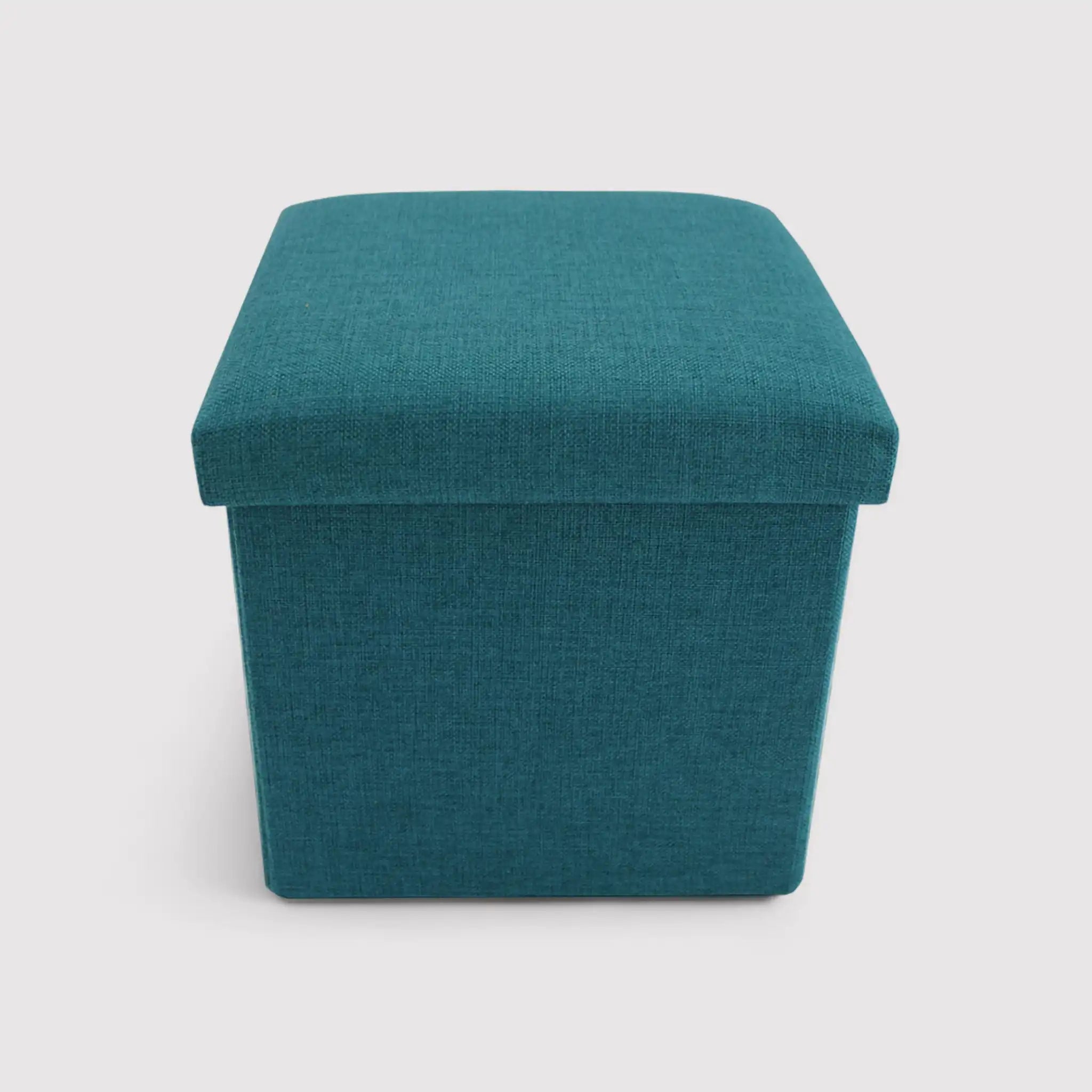 Lentisco - Pouf portaoggetti a cubo azzurro turchese pieghevole