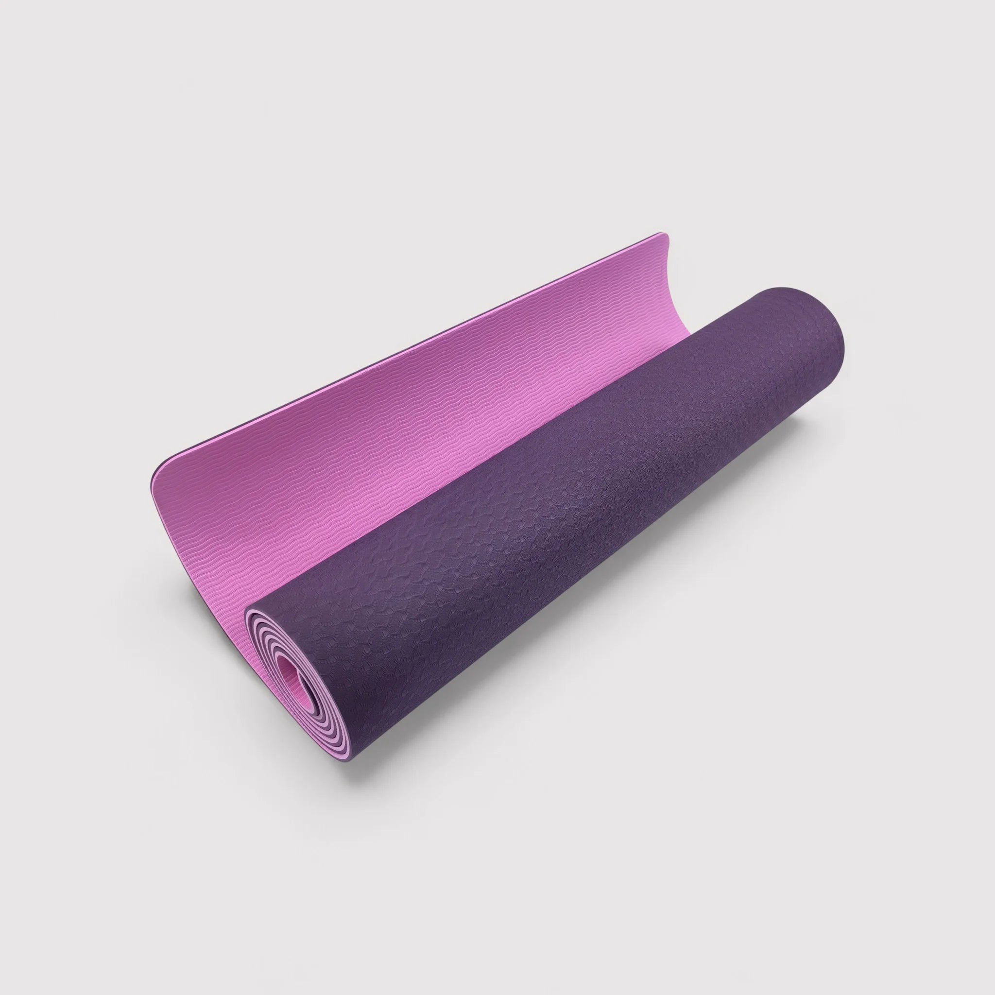 Rutschfeste rosa und lila Yogamatte für zu Hause oder draußen