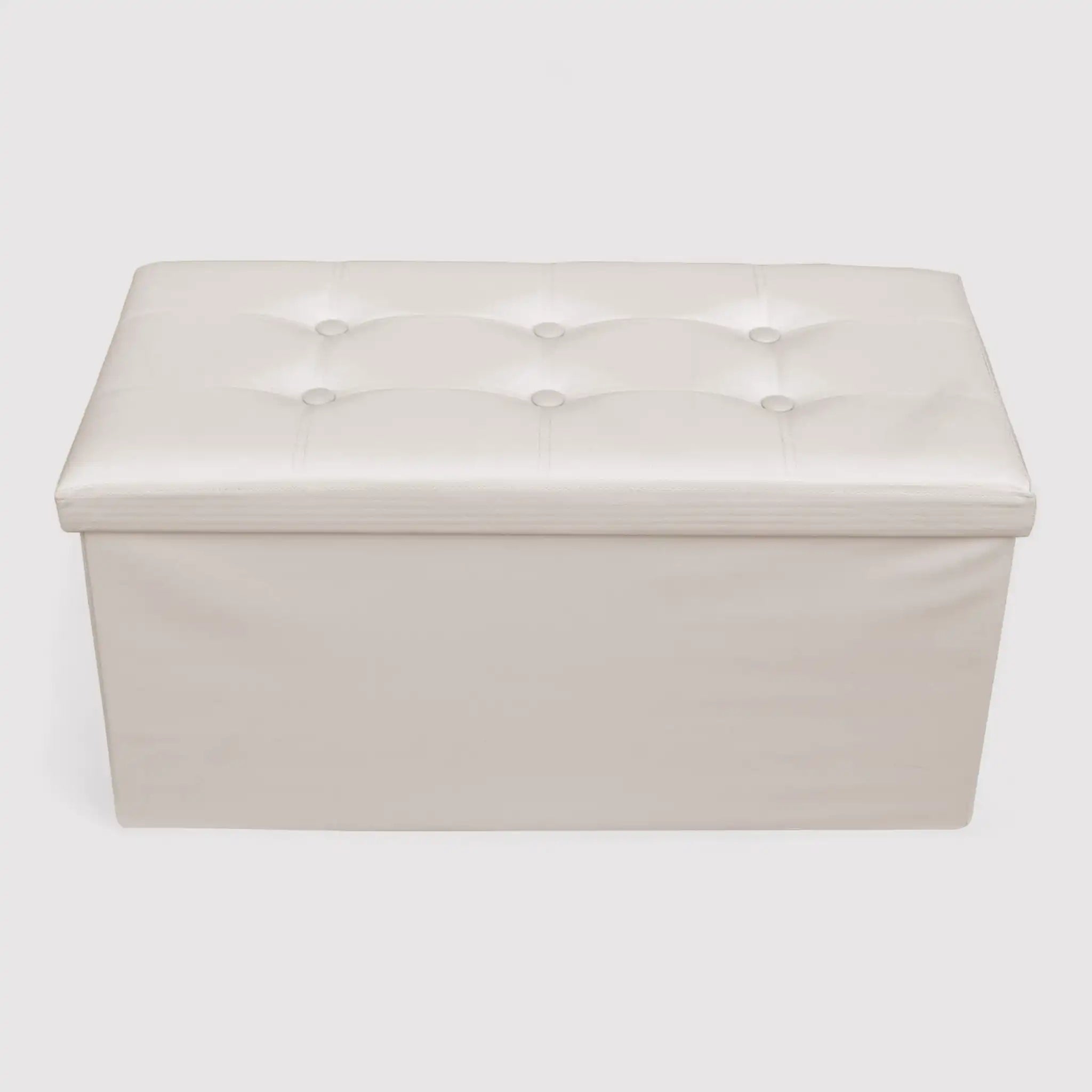 Alisso - Pouf portaoggetti beige imbottito da salotto