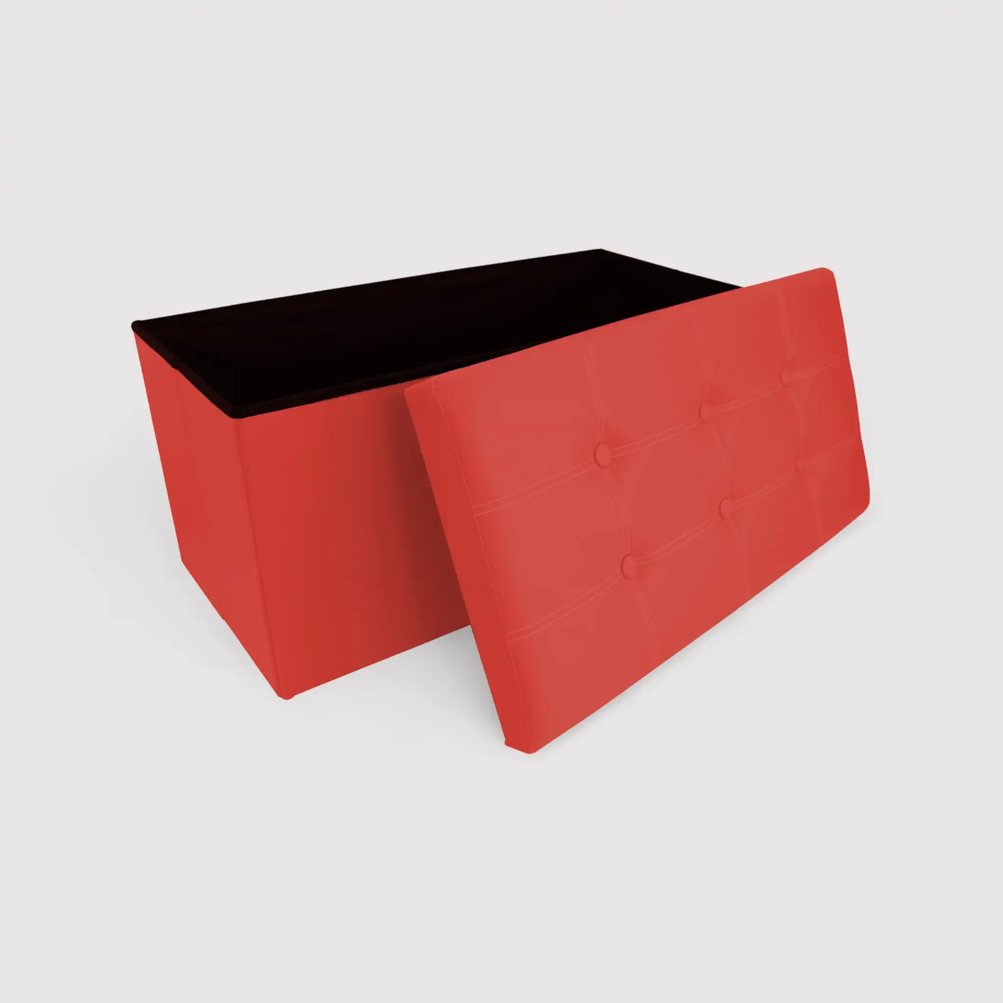 Calicanto - Pouf portaoggetti rosso imbottito con coperchio