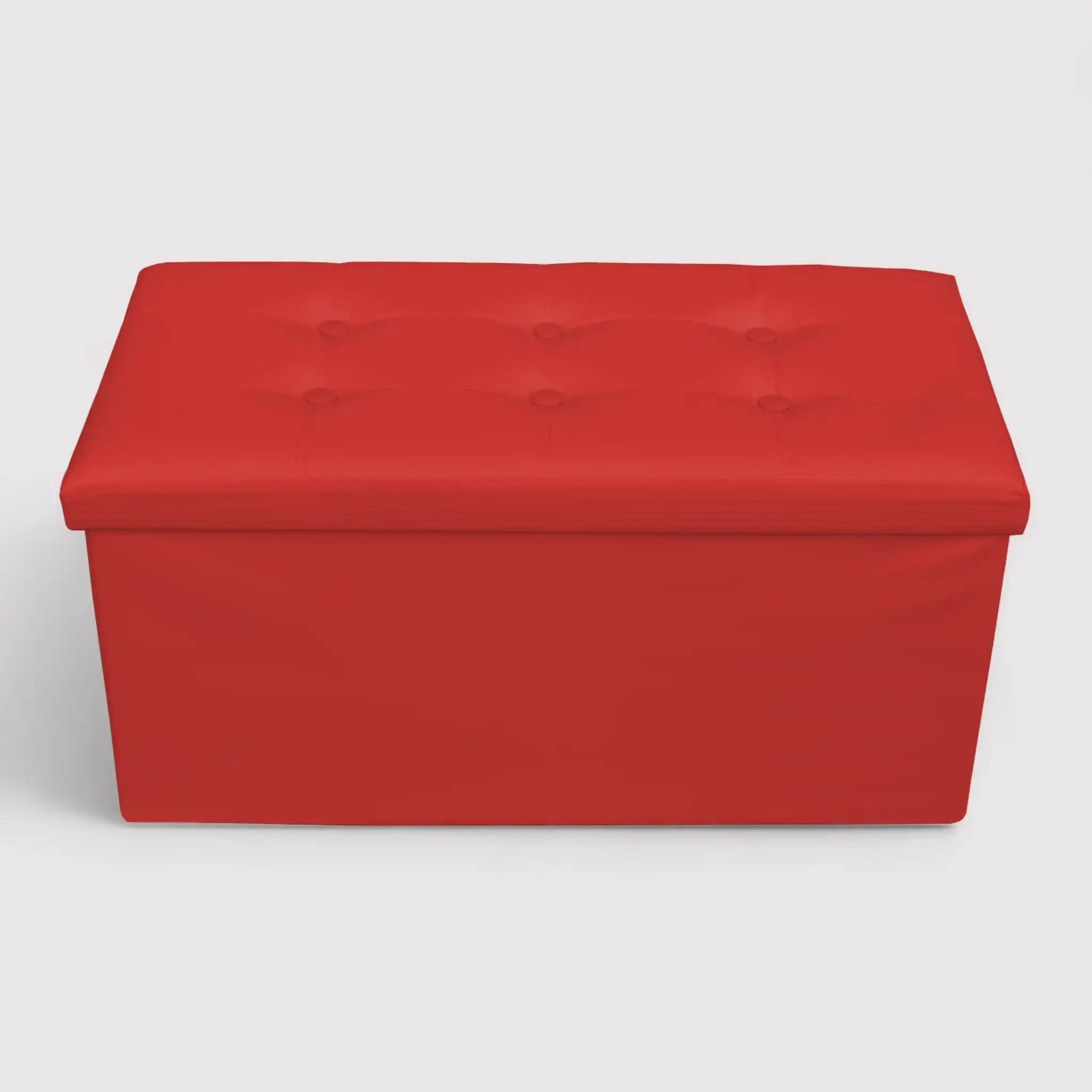 Calicanto - Pouf portaoggetti rosso imbottito con coperchio