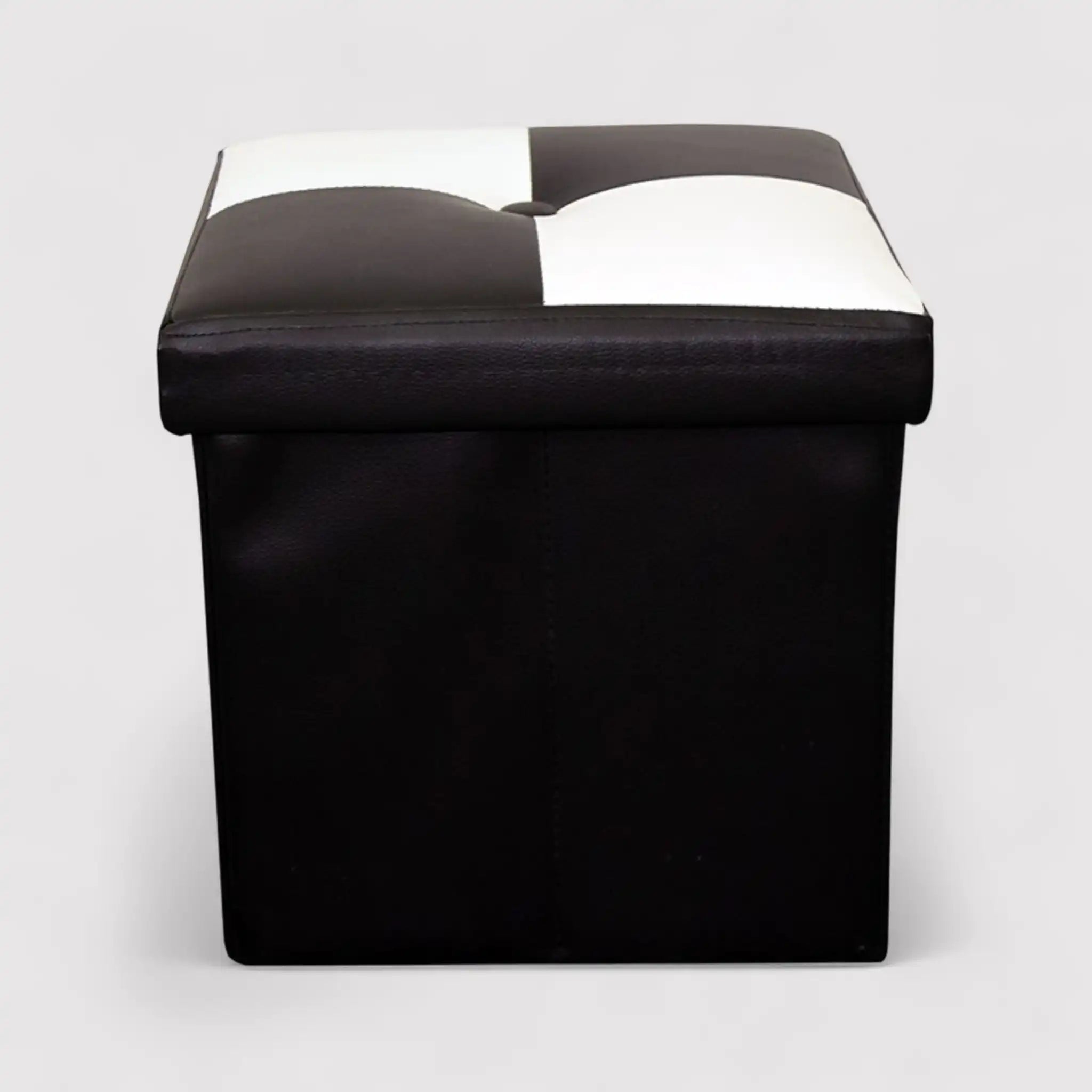 Tadmit - Pouf contenitore quadrato bianco e nero