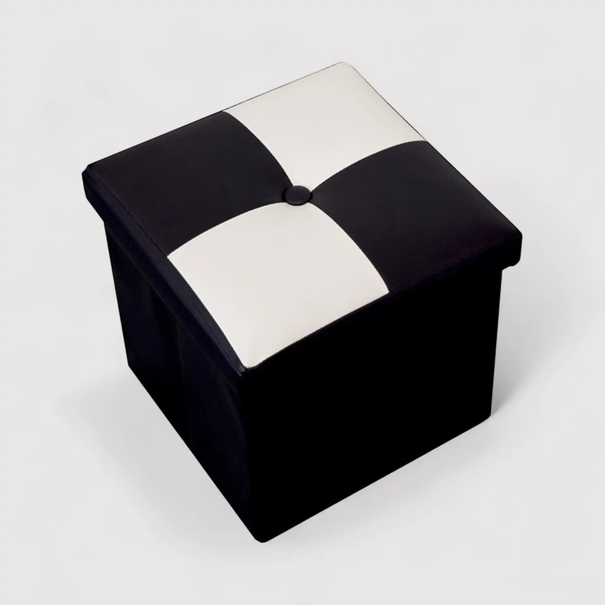 Tadmit - Pouf contenitore quadrato bianco e nero