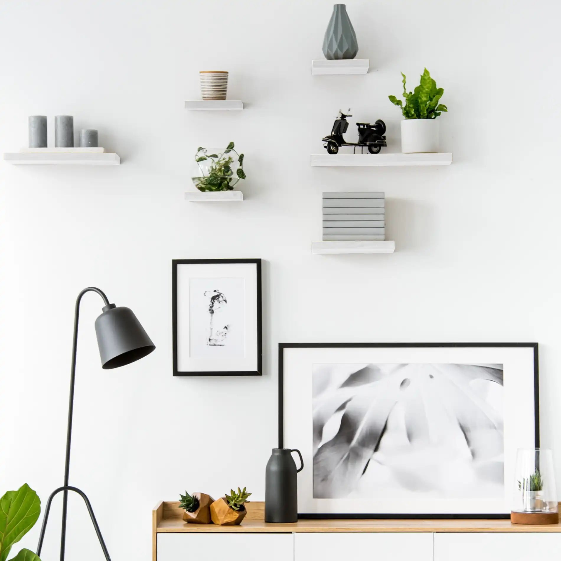 Anchebya - Set di 2 mensole quadrate bianche moderne