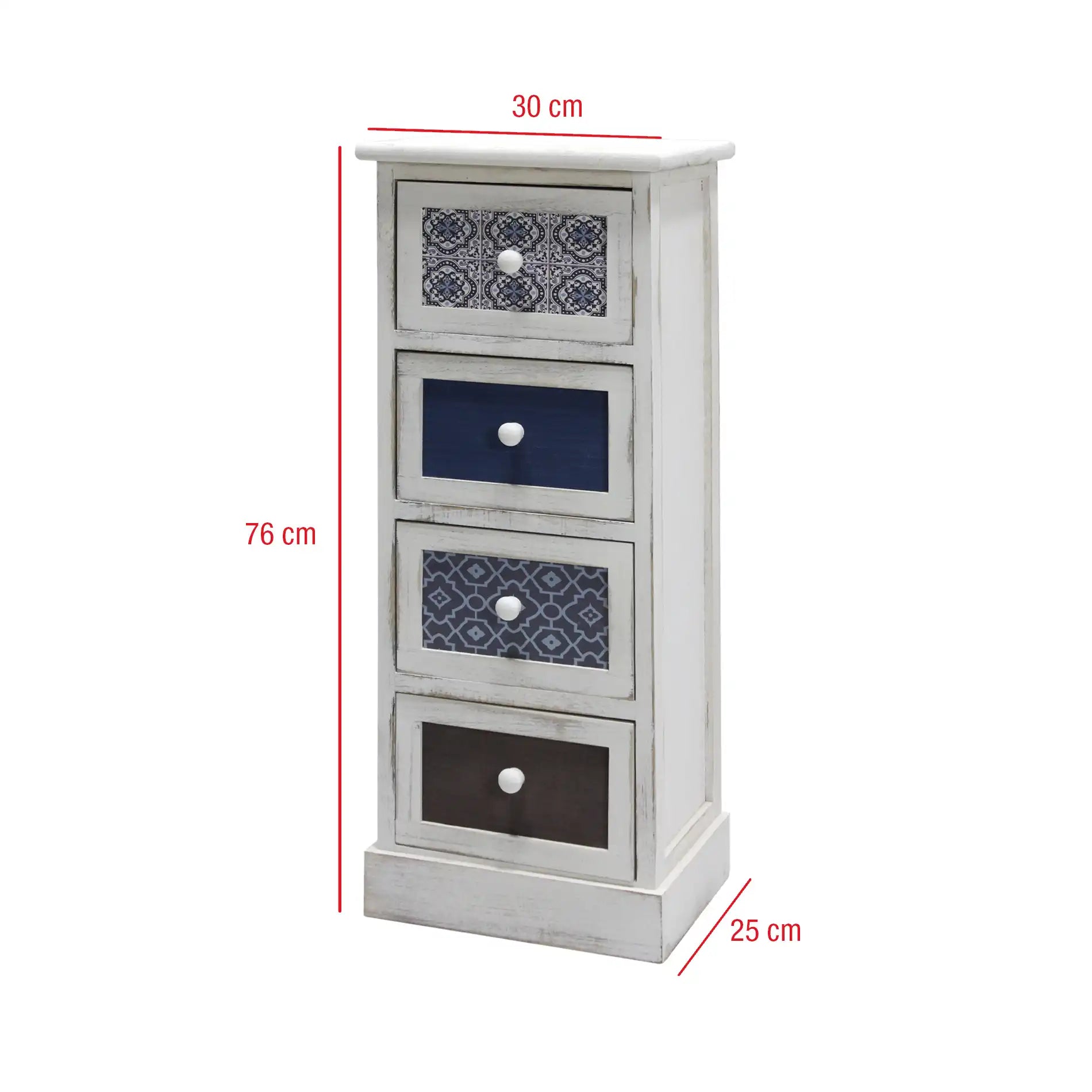 Lantana - Cassettiera decorata con maioliche in stile coastal