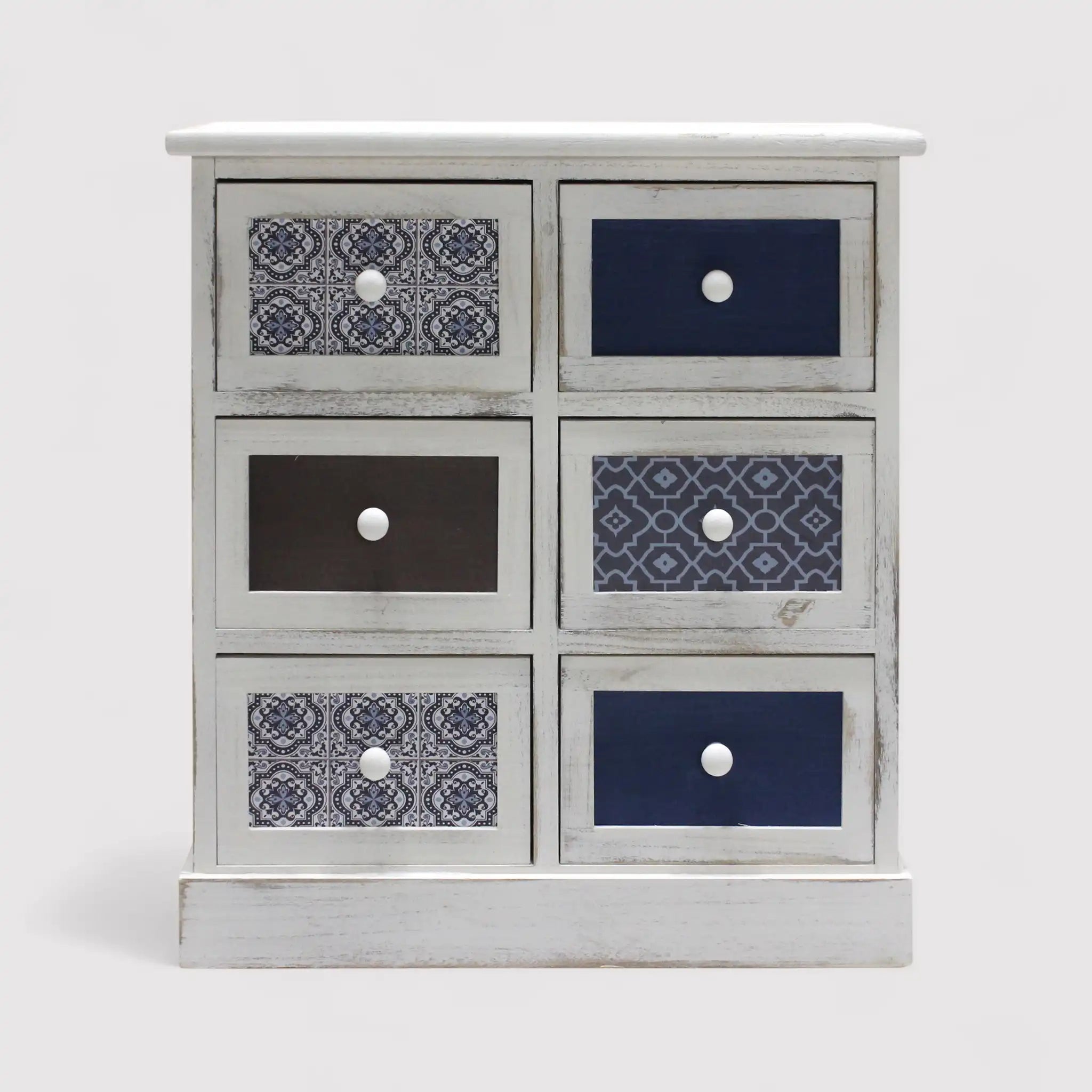 Agatea - Cassettiera piccola bianca in stile coastal