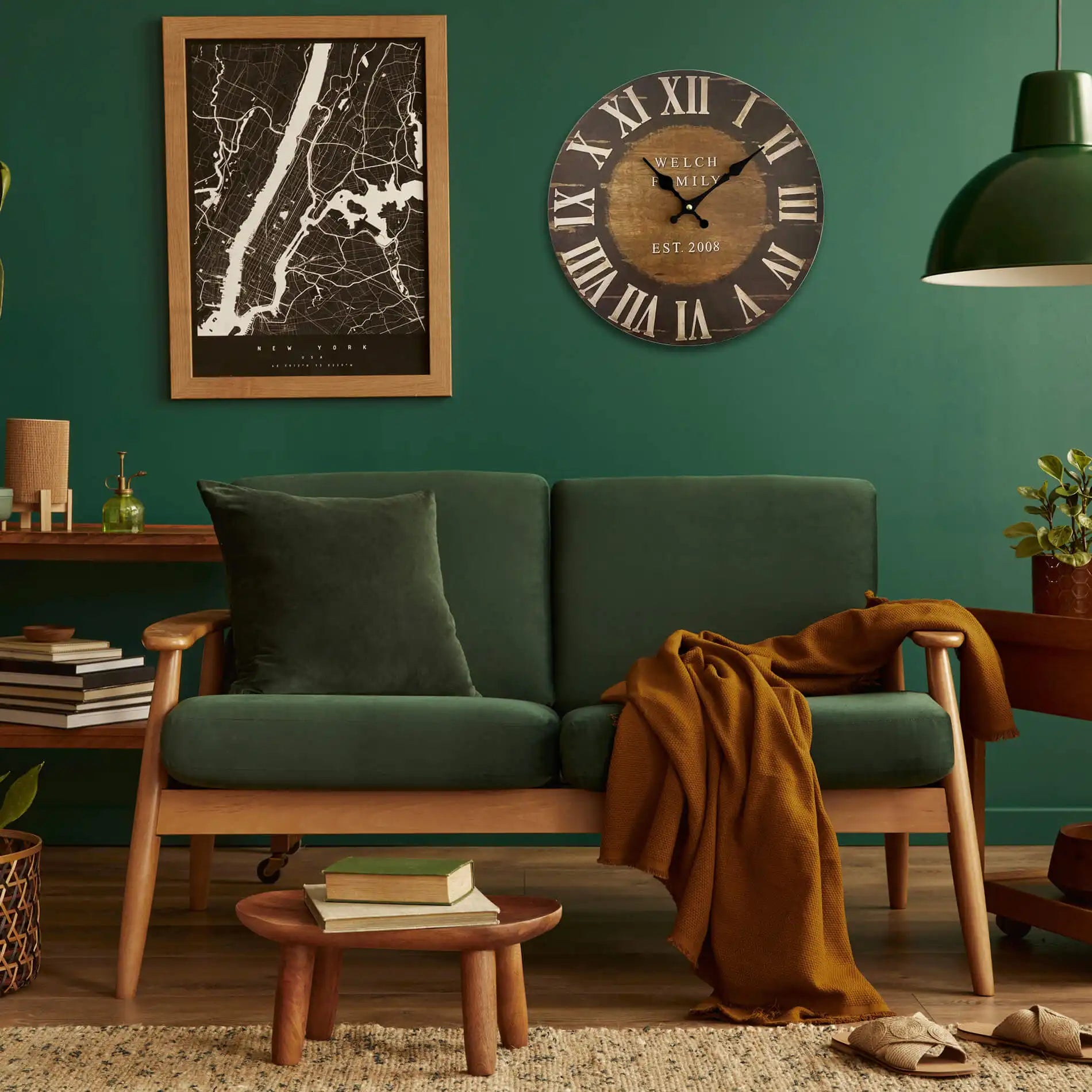 Camedrio - Orologio tondo in legno in stile industrial e vintage