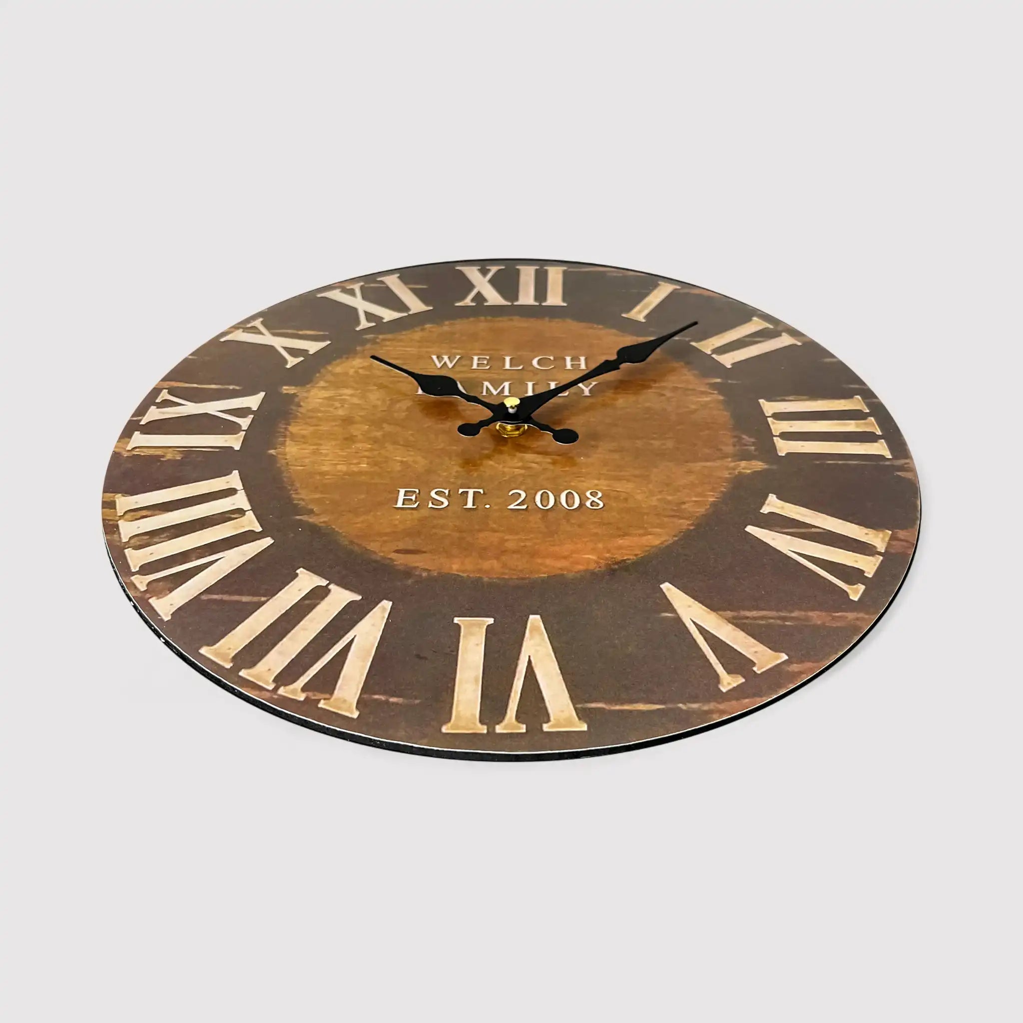 Camedrio - Orologio tondo in legno in stile industrial e vintage