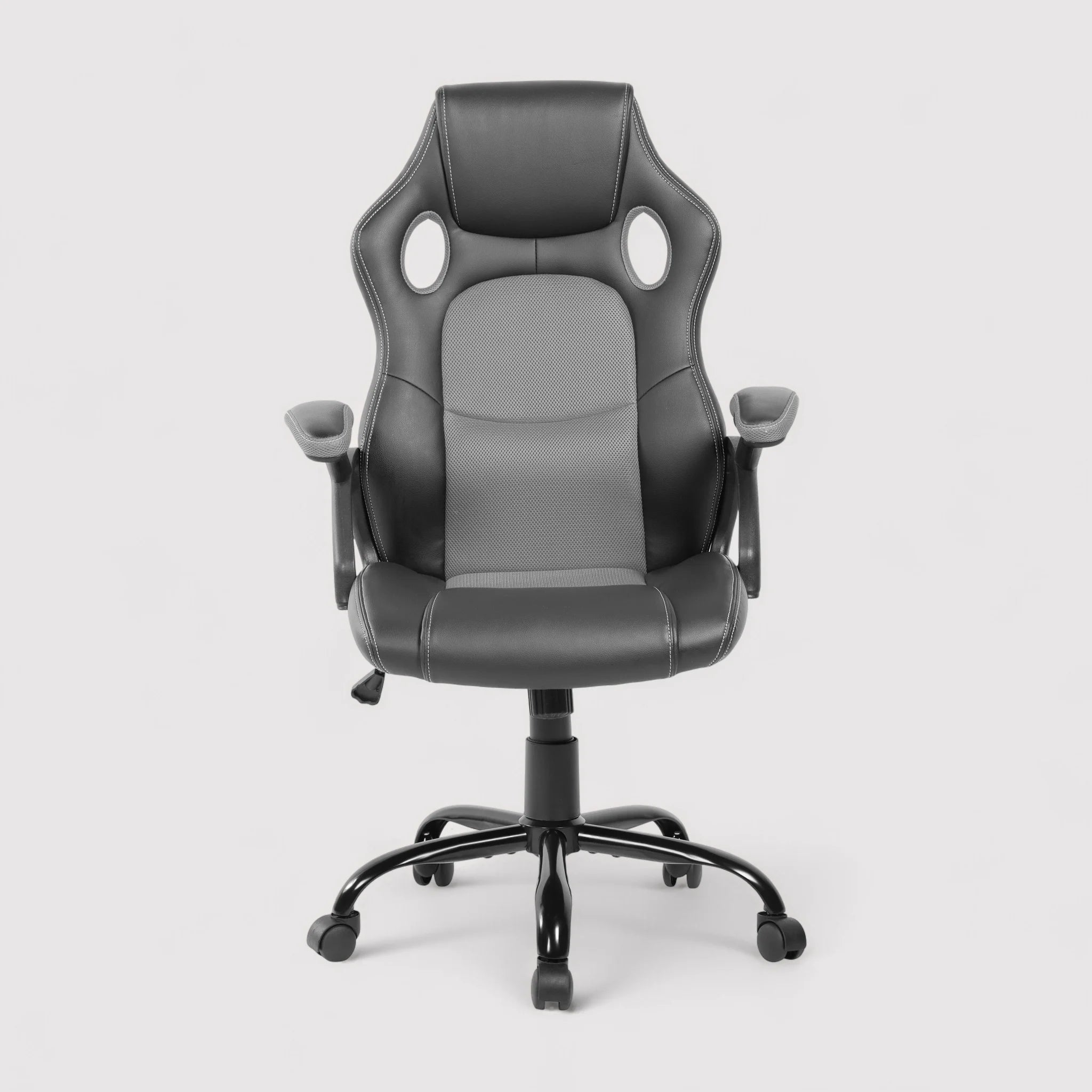 Perganu - Poltrona da ufficio o studio grigia e nera ergonomica