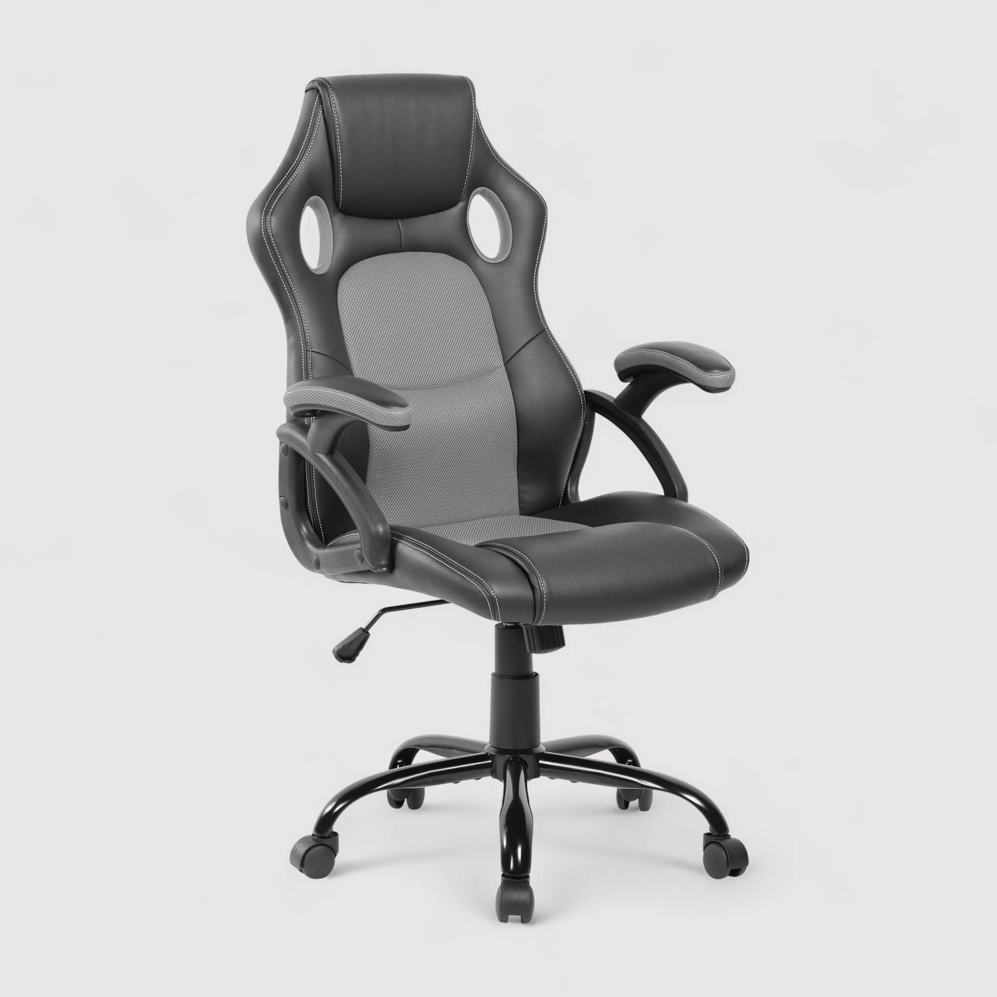 Perganu - Poltrona da ufficio o studio grigia e nera ergonomica