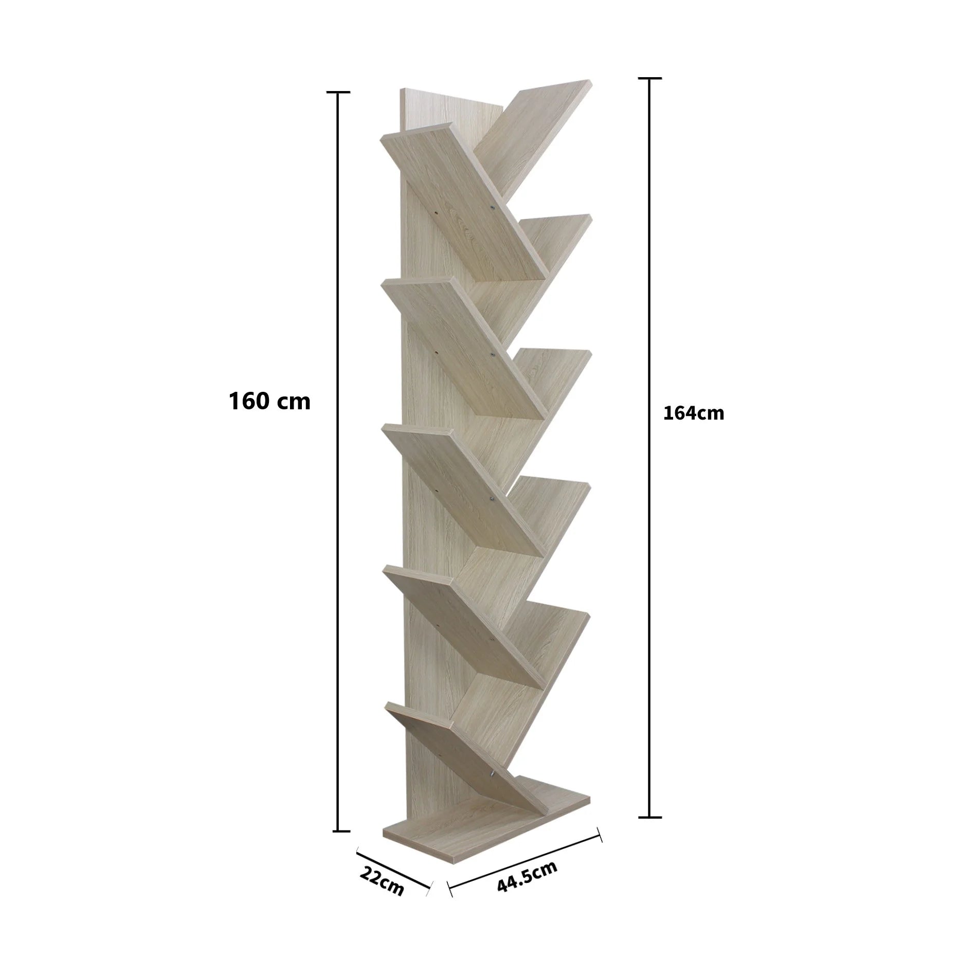 Pandorea - Libreria con 10 ripiani color abete sbiancato