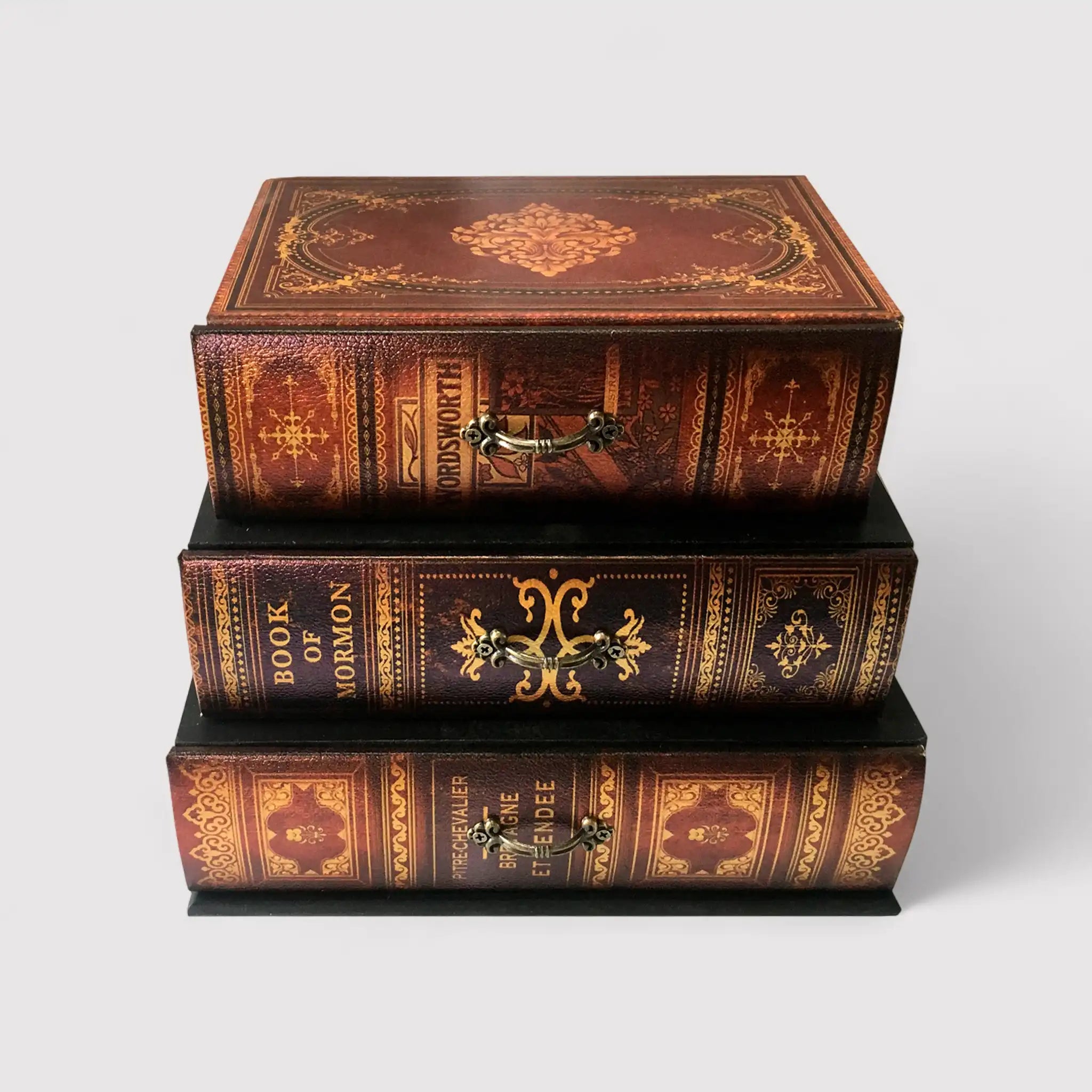 Fucsia - Scatola a forma di libro marrone da tavolo