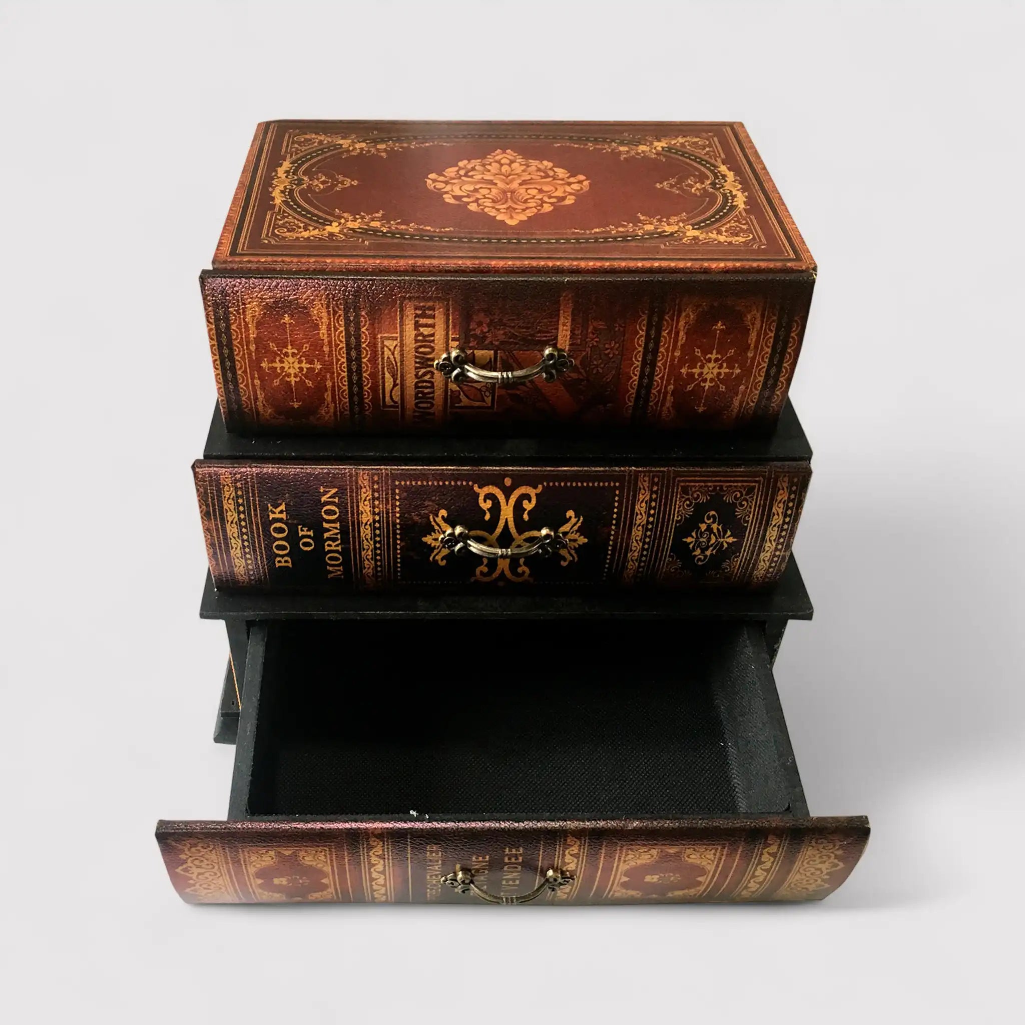 Fucsia - Scatola a forma di libro marrone da tavolo