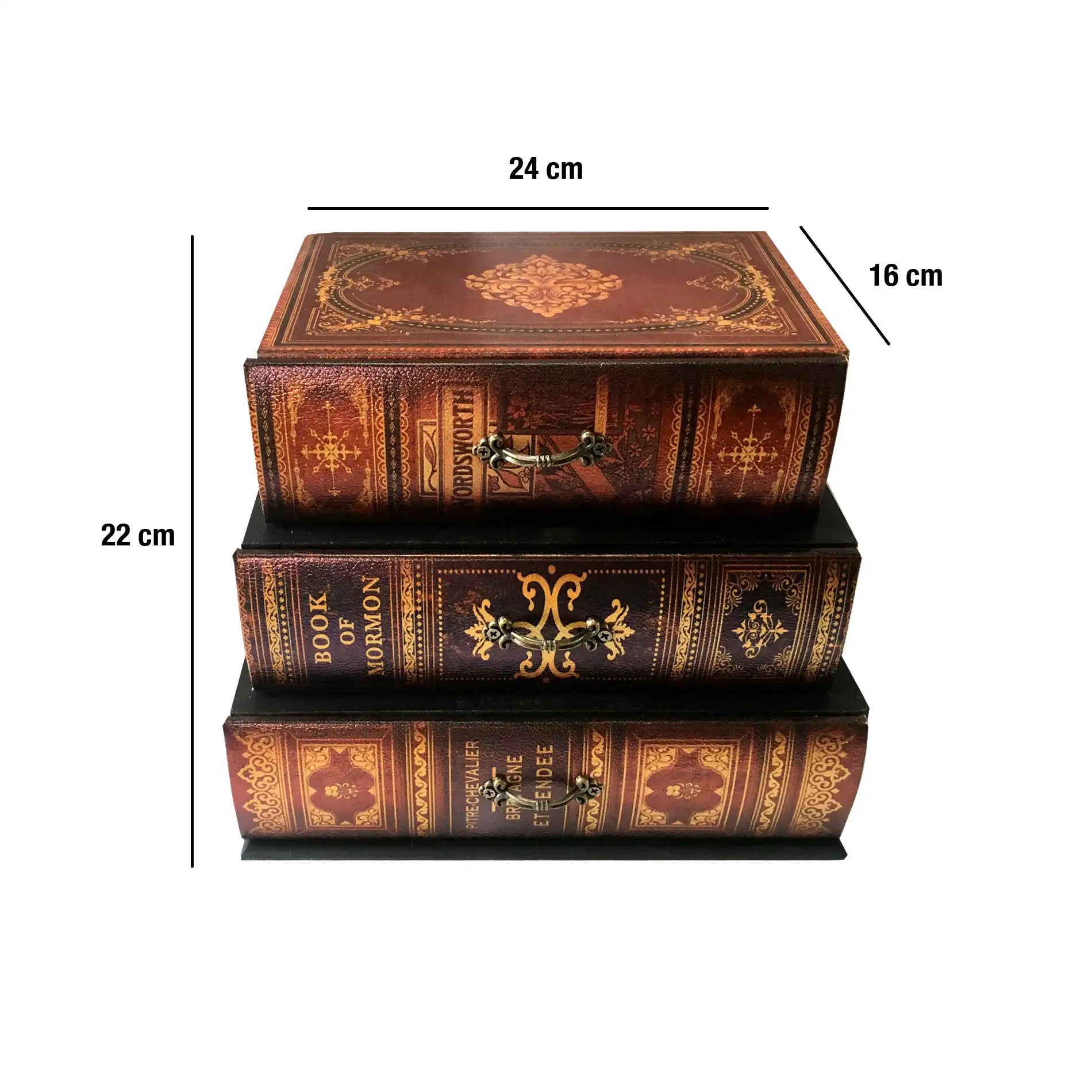 Fucsia - Scatola a forma di libro marrone da tavolo