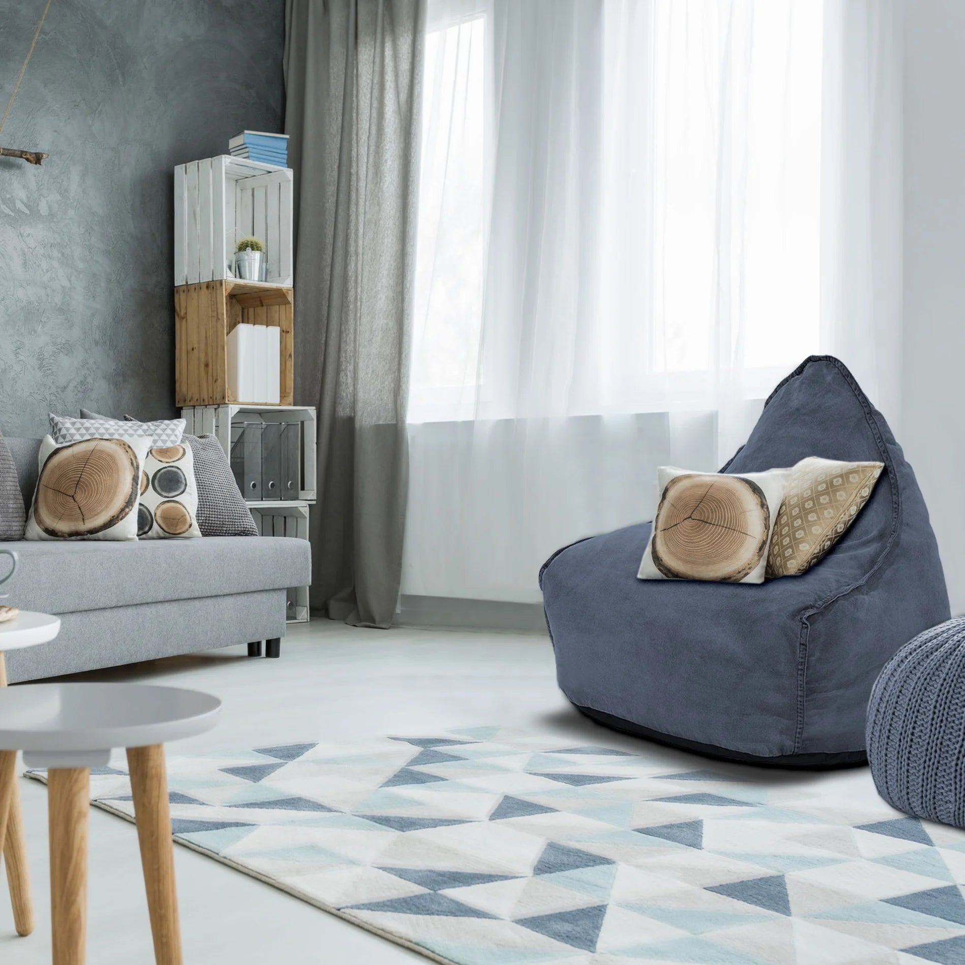 Issopo - Fodera per poltrona a sacco blu da riempire