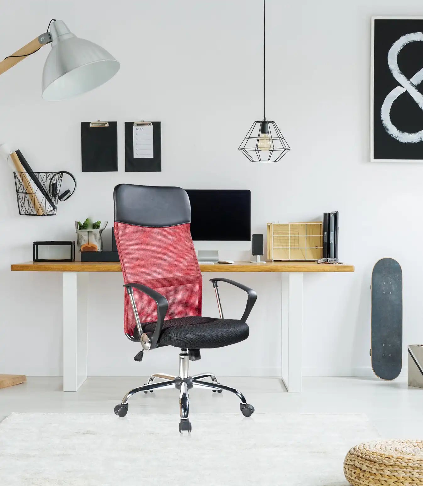 Armeria - Sedia da ufficio rossa con schienale retato e traspirante