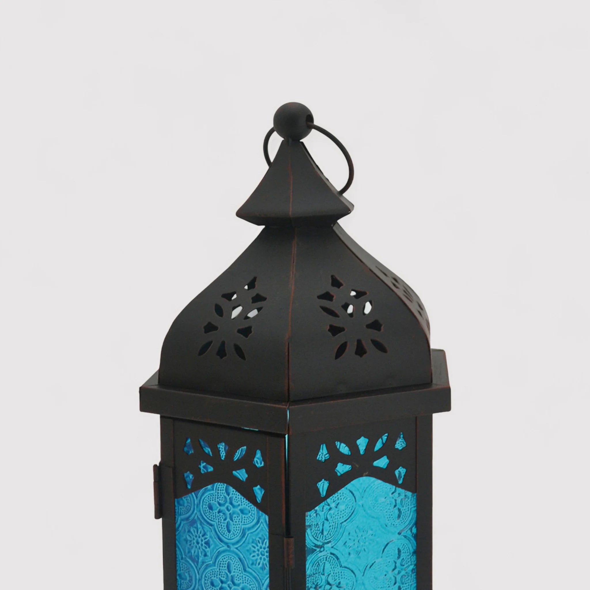 Argan - Lanterna portacandele grande blu in stile turco