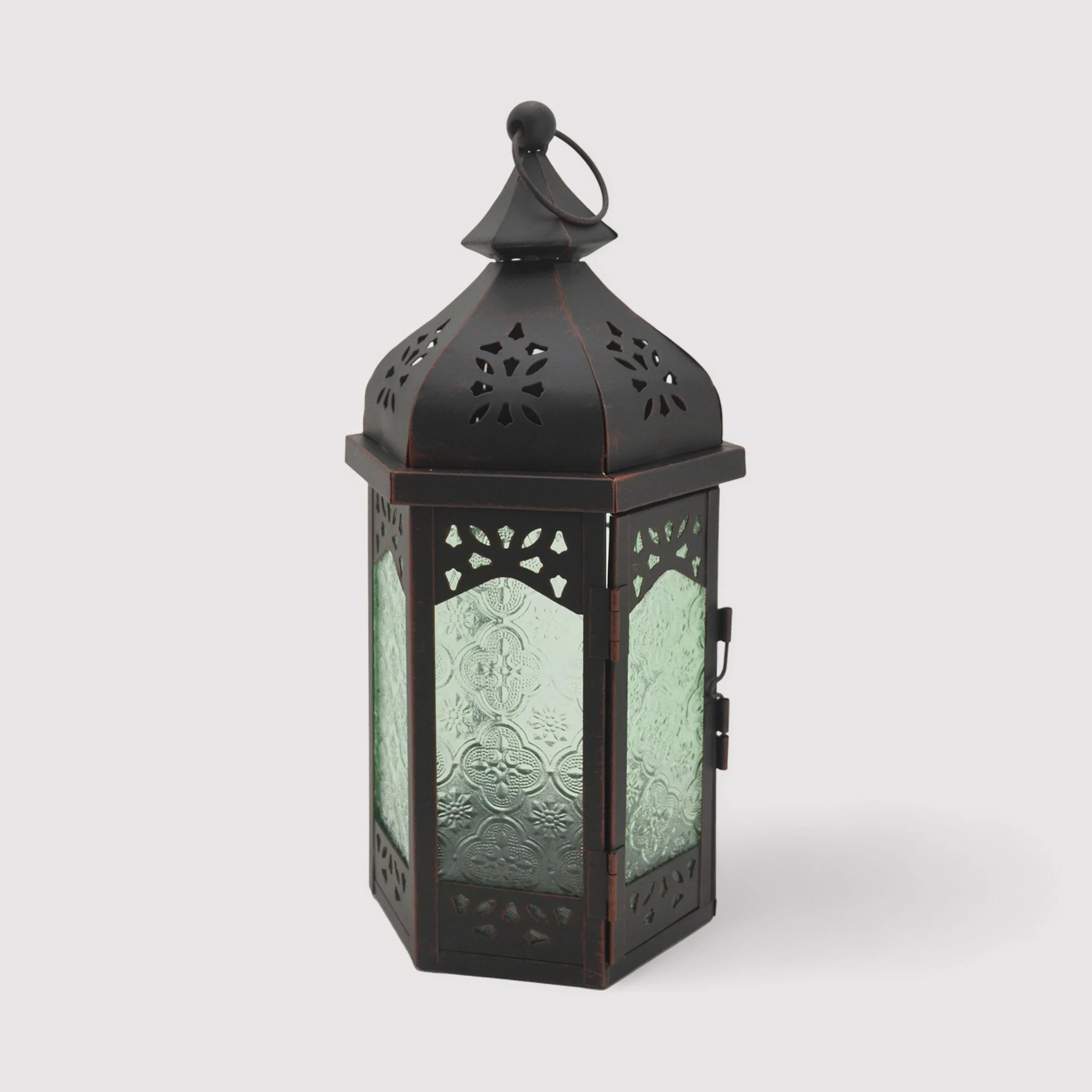 Dafna - Lanterna da terra verde in vetro e metallo