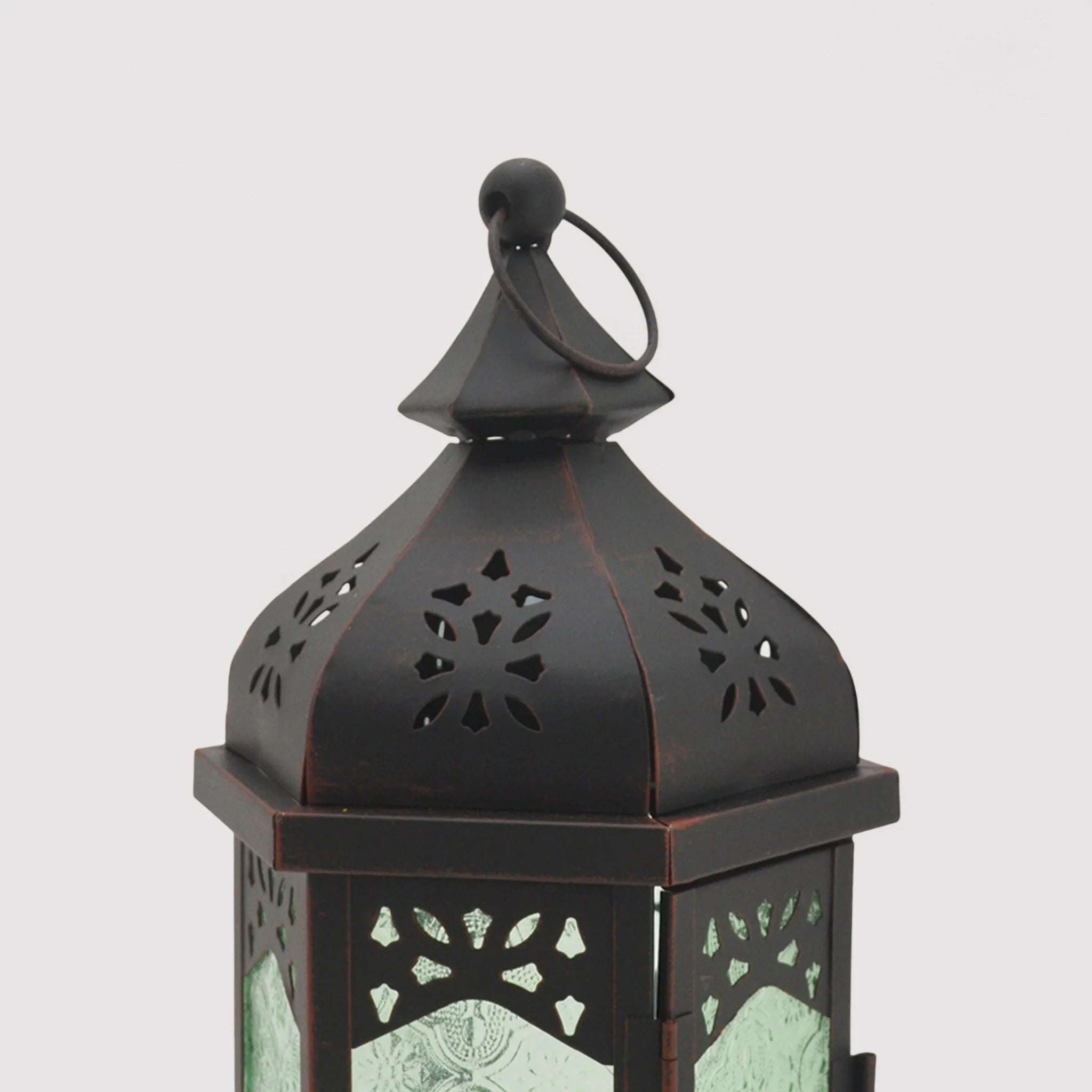 Dafna - Lanterna da terra verde in vetro e metallo