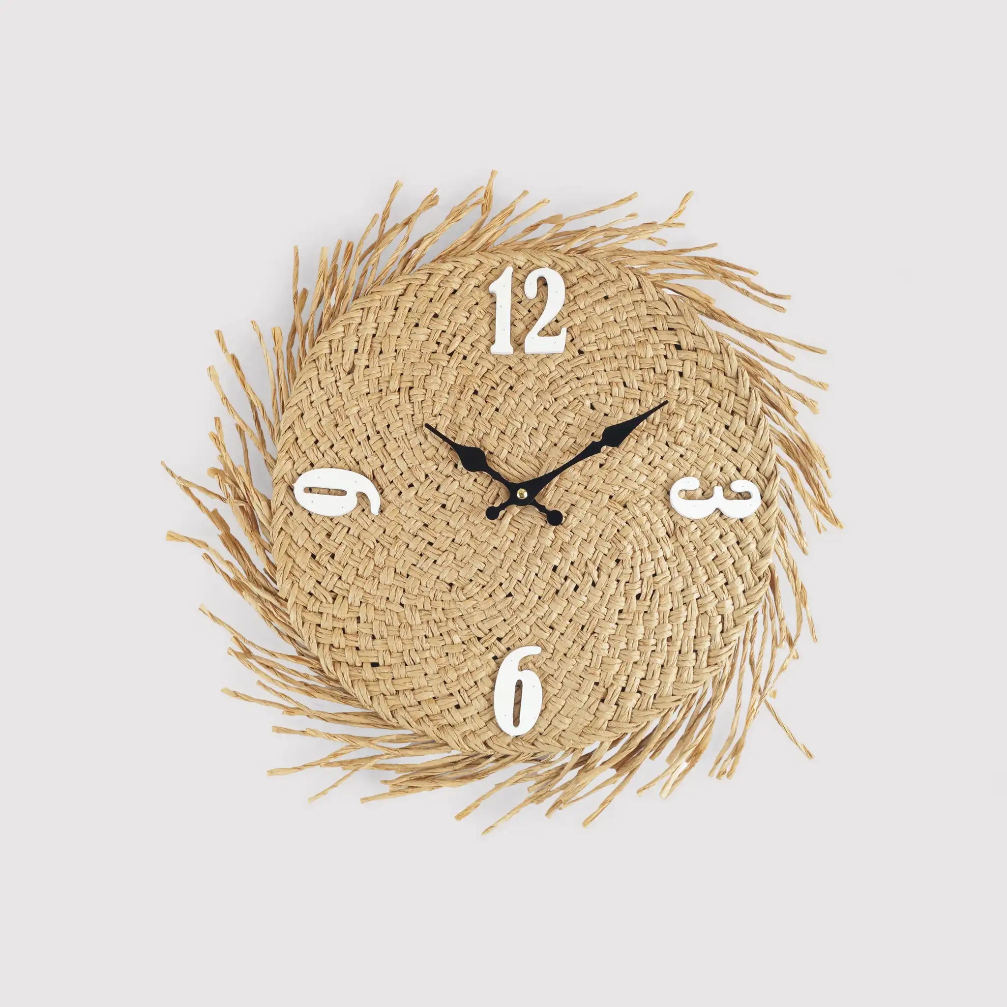 Musa - Orologio con quadrante in paglia in stile boho