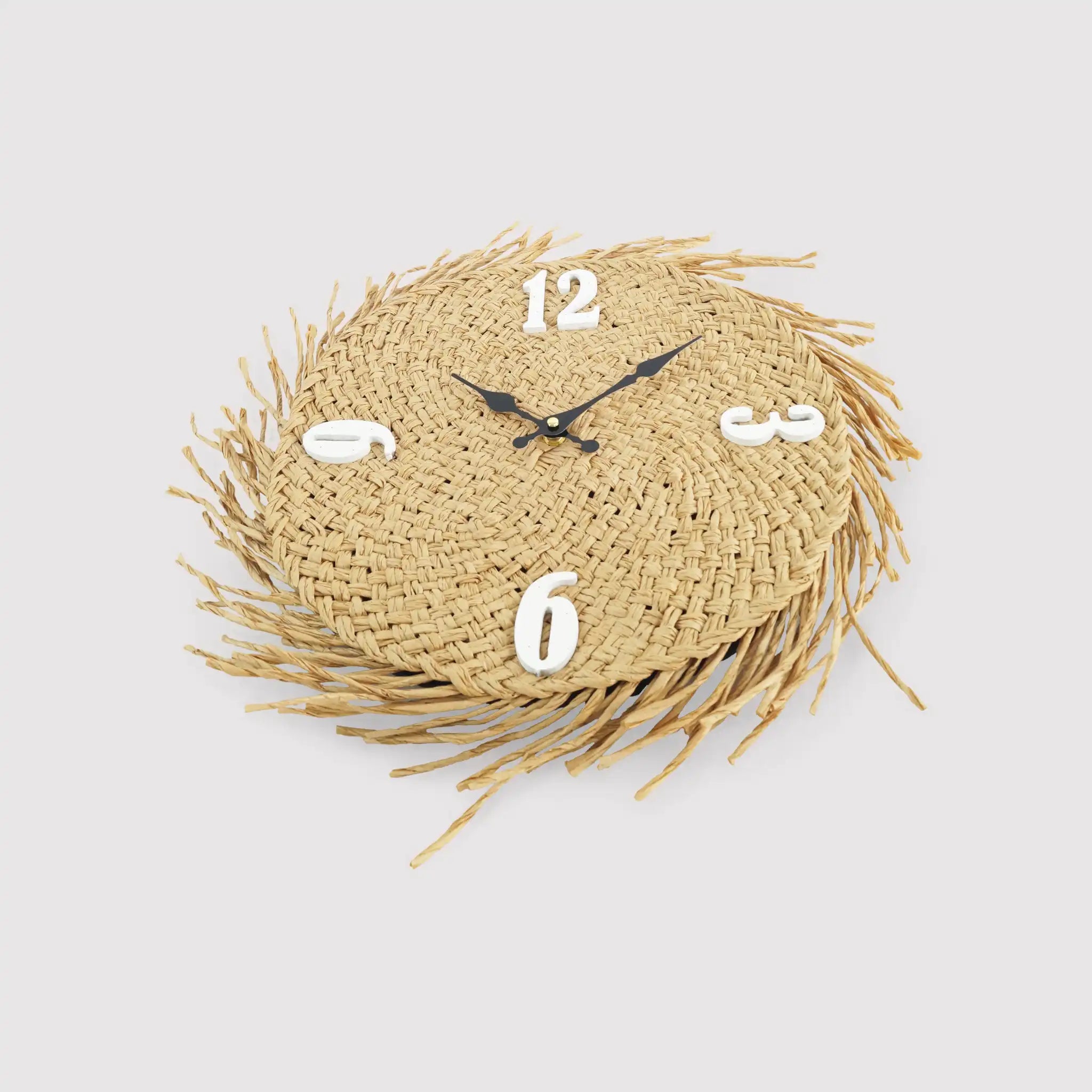 Musa - Orologio con quadrante in paglia in stile boho