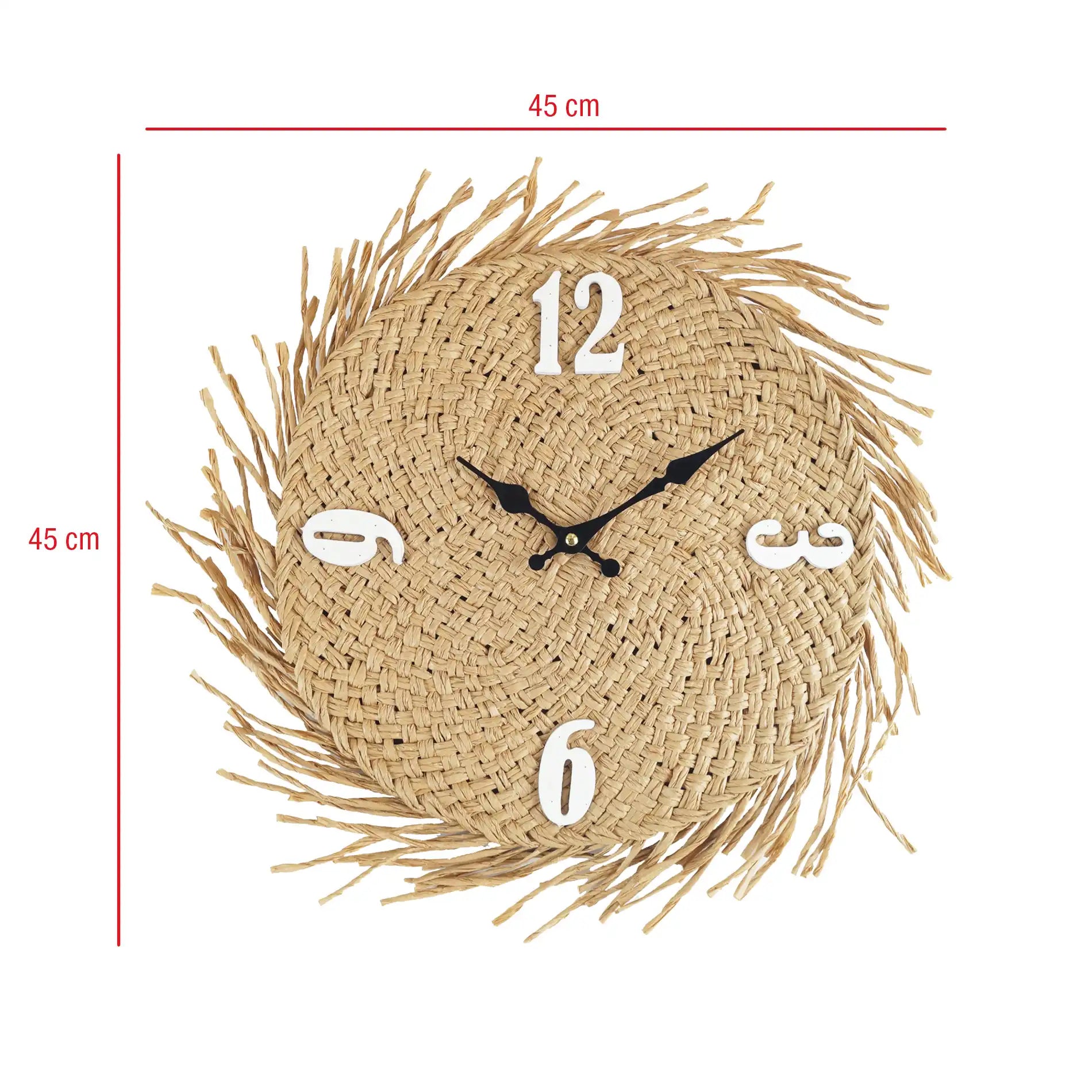 Musa - Orologio con quadrante in paglia in stile boho