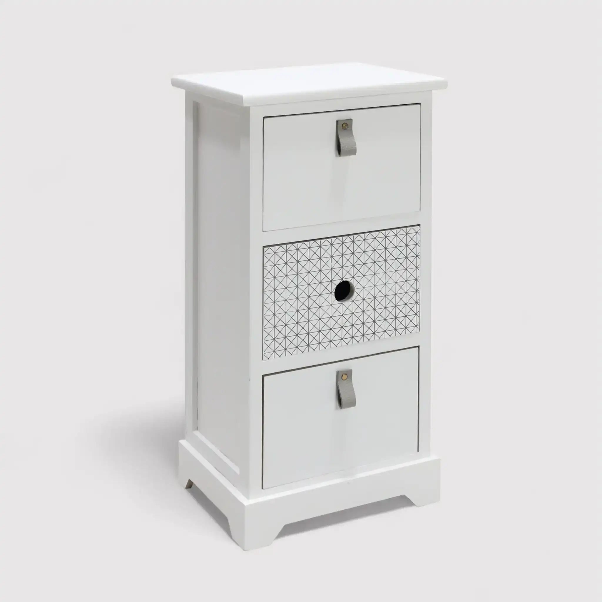 Mesita de noche con 3 cajones para dormitorio clásico