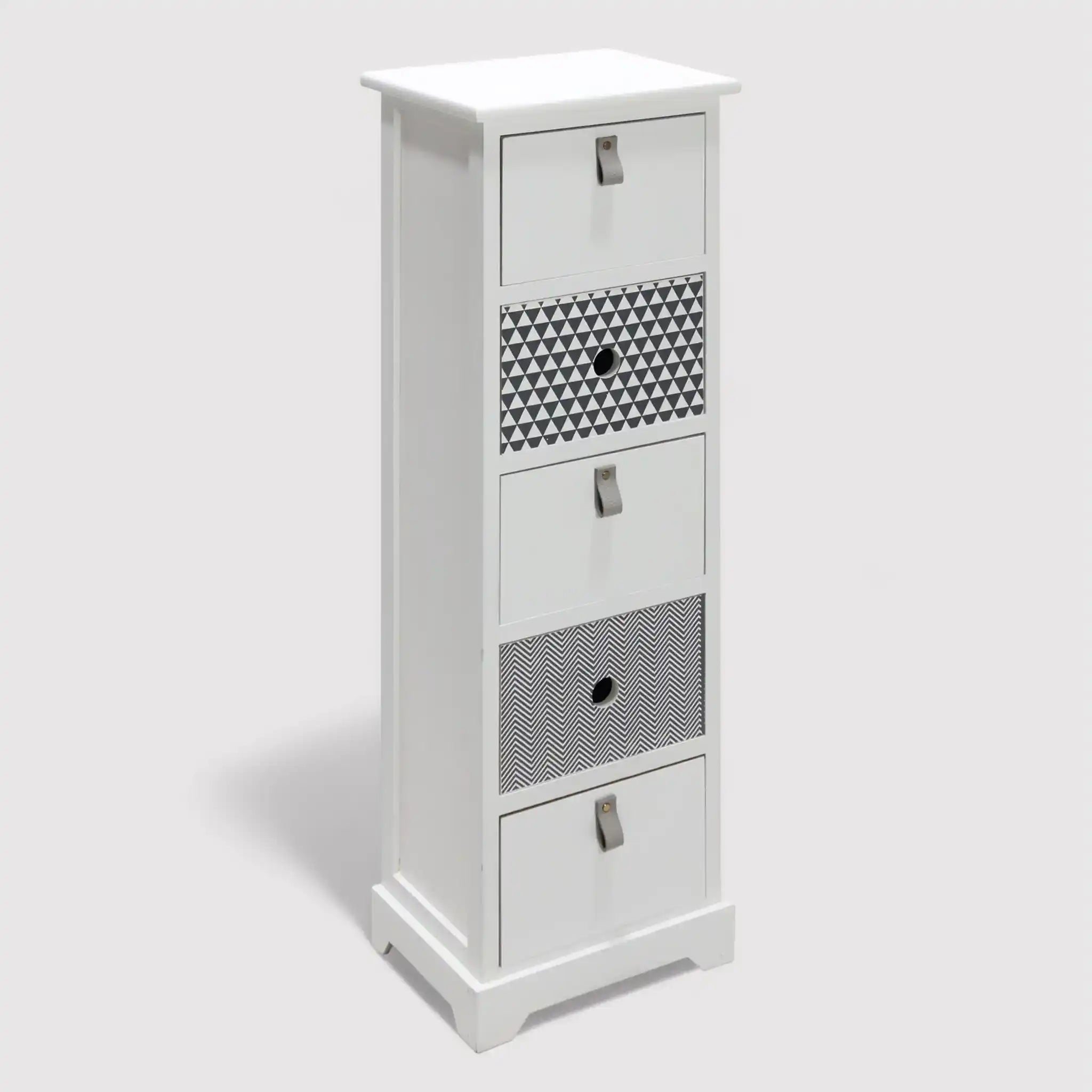 Lilium - Cassettiera con 5 cassetti bianca multiuso