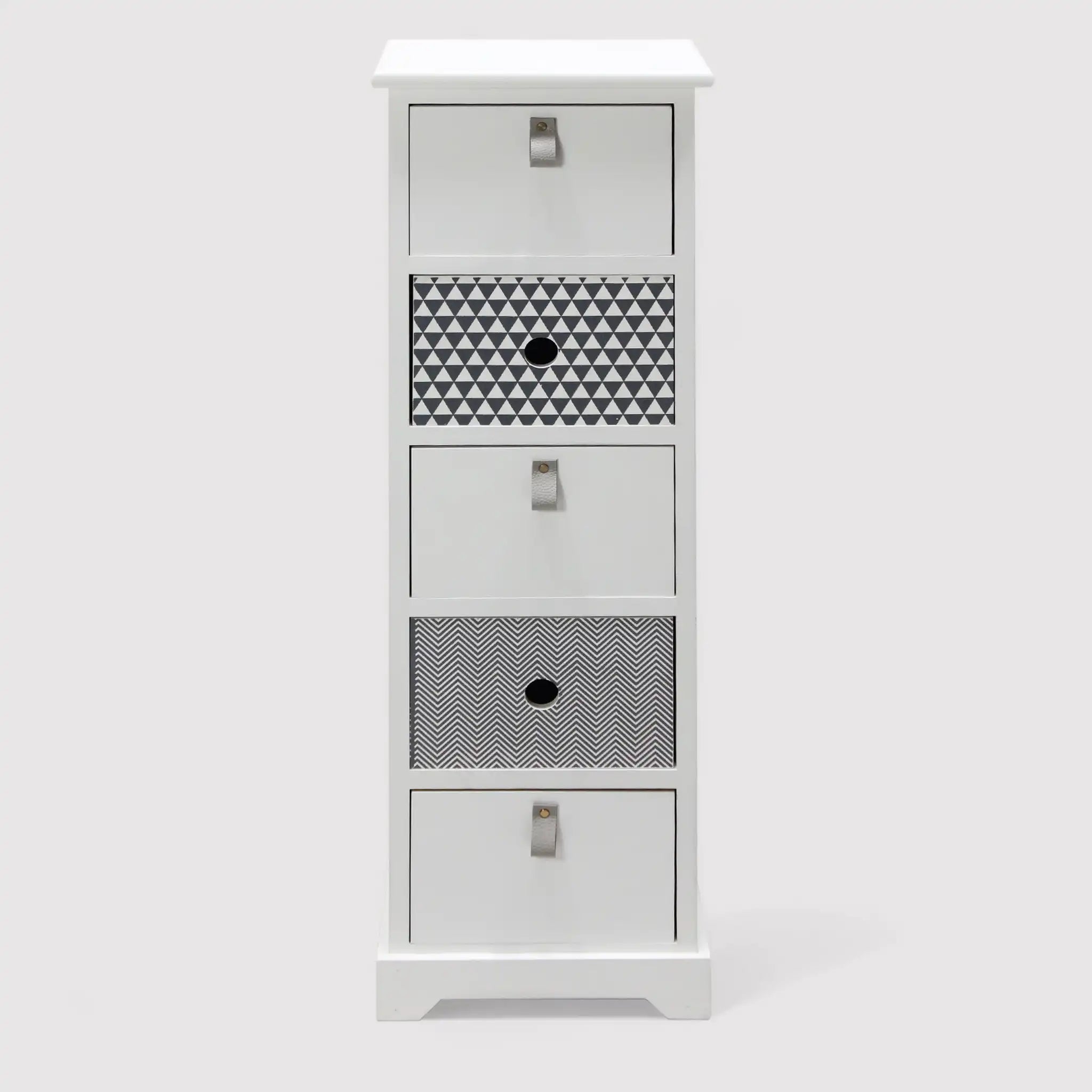 Lilium - Cassettiera con 5 cassetti bianca multiuso