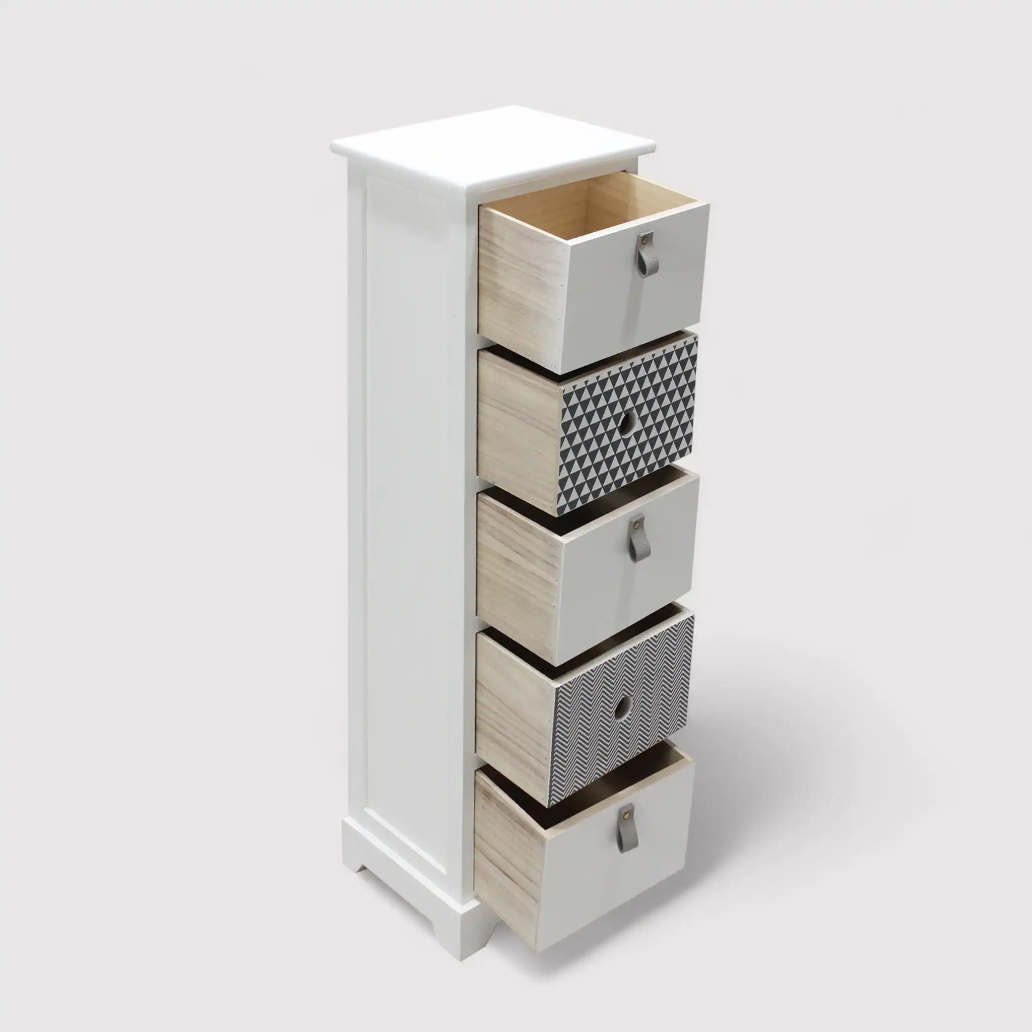 Lilium - Cassettiera con 5 cassetti bianca multiuso